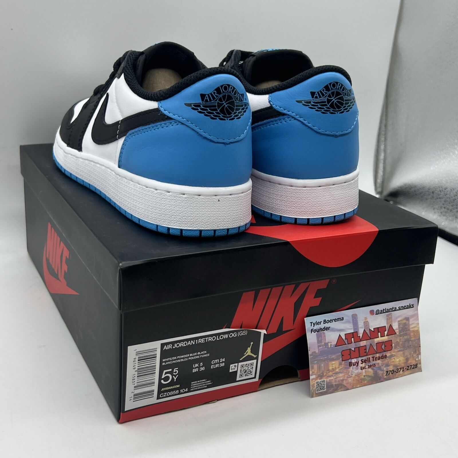 Size 5 - Jordan 1 Retro Low OG UNC Dark Powder Blue Brand New