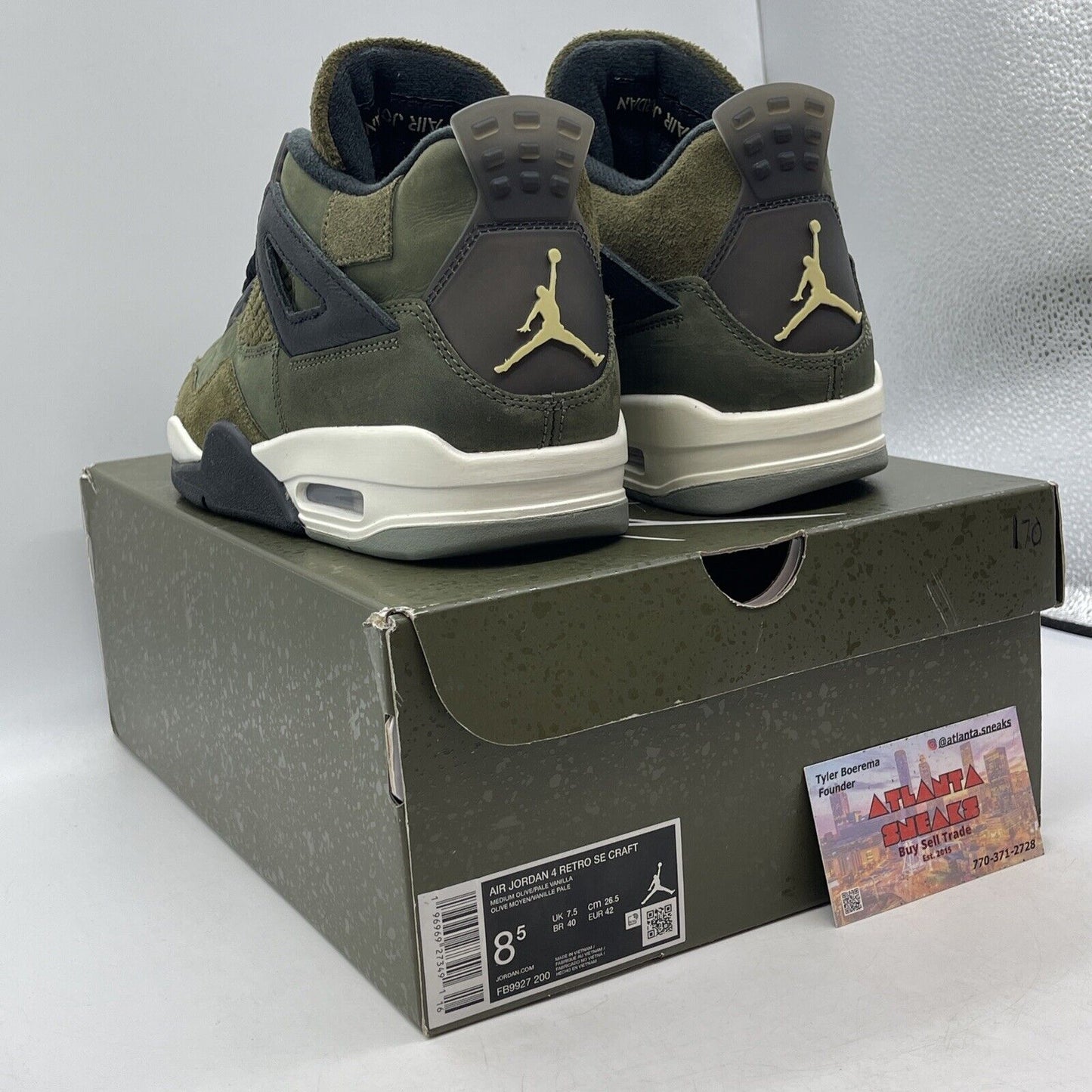 Size 8.5 - Jordan 4 SE Retro Low Craft - Olive White Black Suede (FB9927-200)