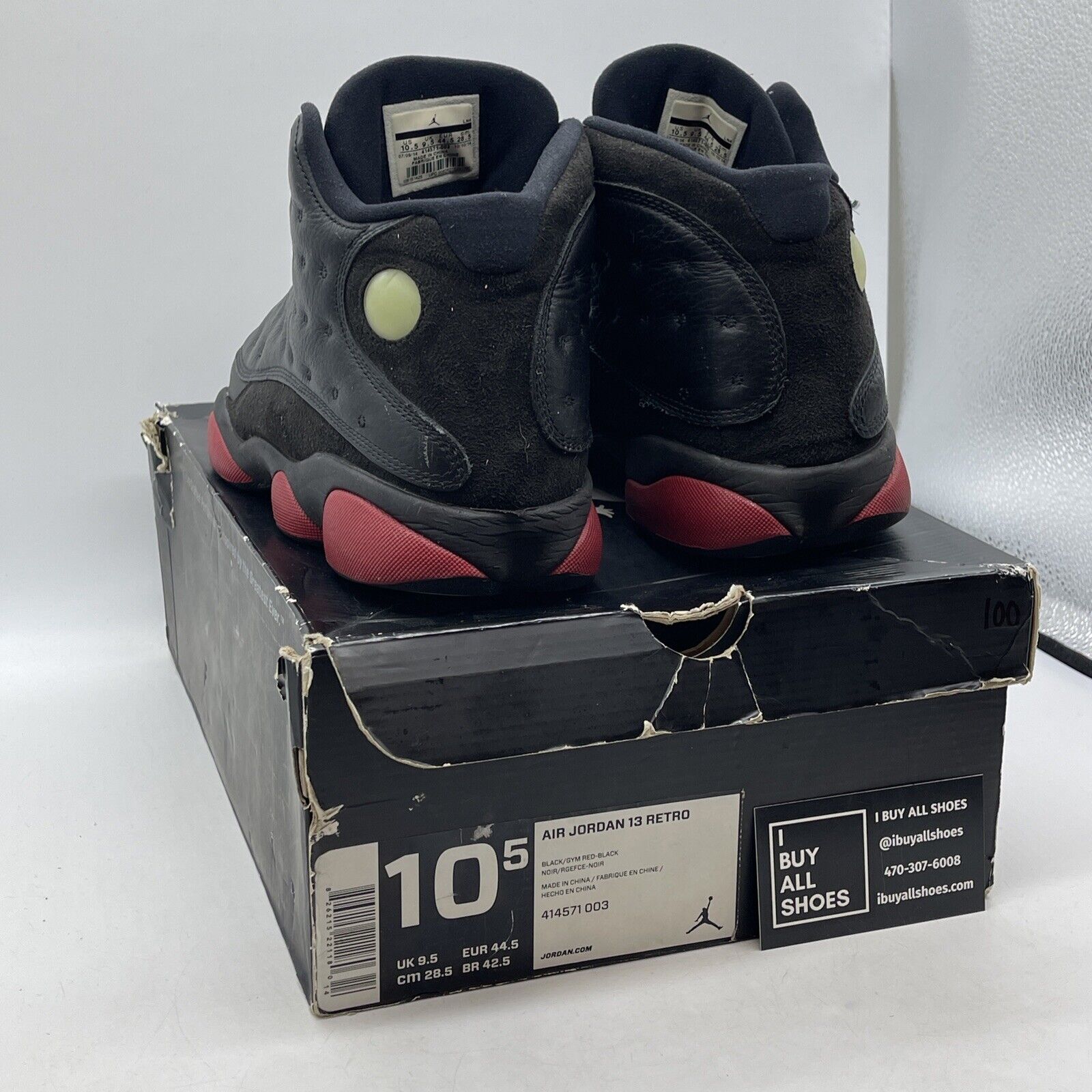 Size 10.5 - Air Jordan 13 Retro Dirty Bred Red Black Suede Leather (414571-003)
