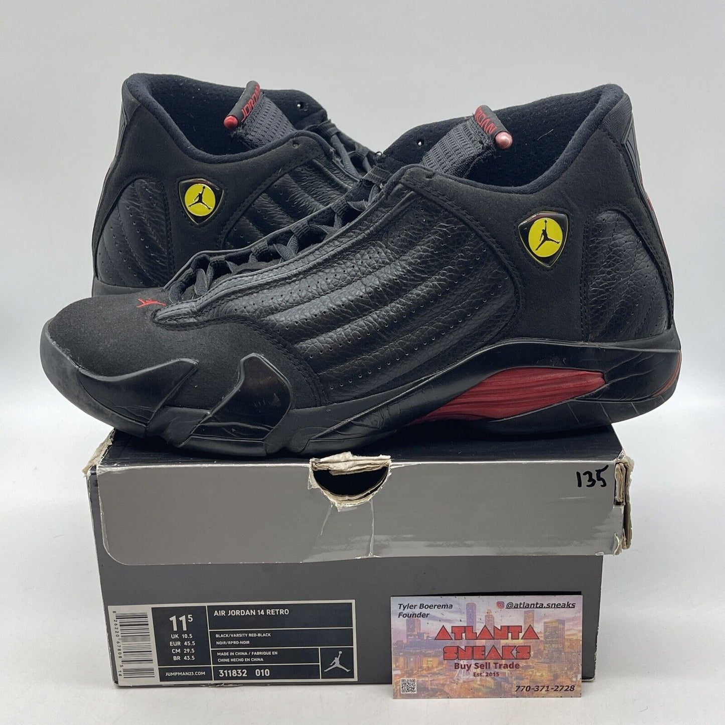 Size 11.5 - Air Jordan 14 Retro 2011 Last Shot Red Black Suede (311832-010)
