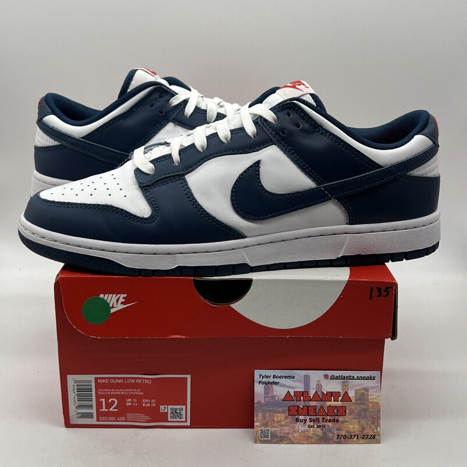 Size 12 - Nike Dunk Low Velarian Blue/White Leather (DD1391-400)