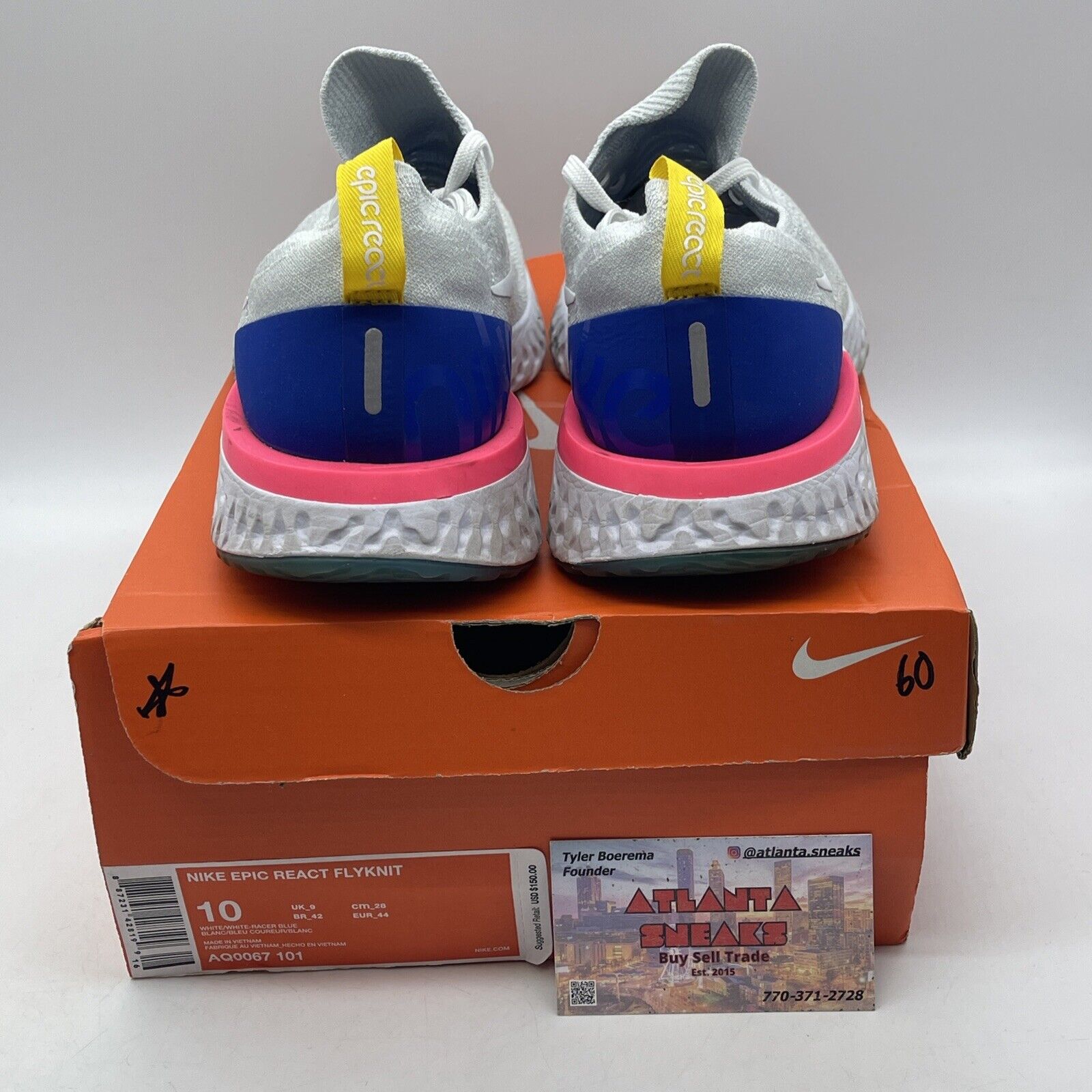 Size 10 - Nike Epic React Flyknit OG Pink Blue White Suede (AQ0067-101)