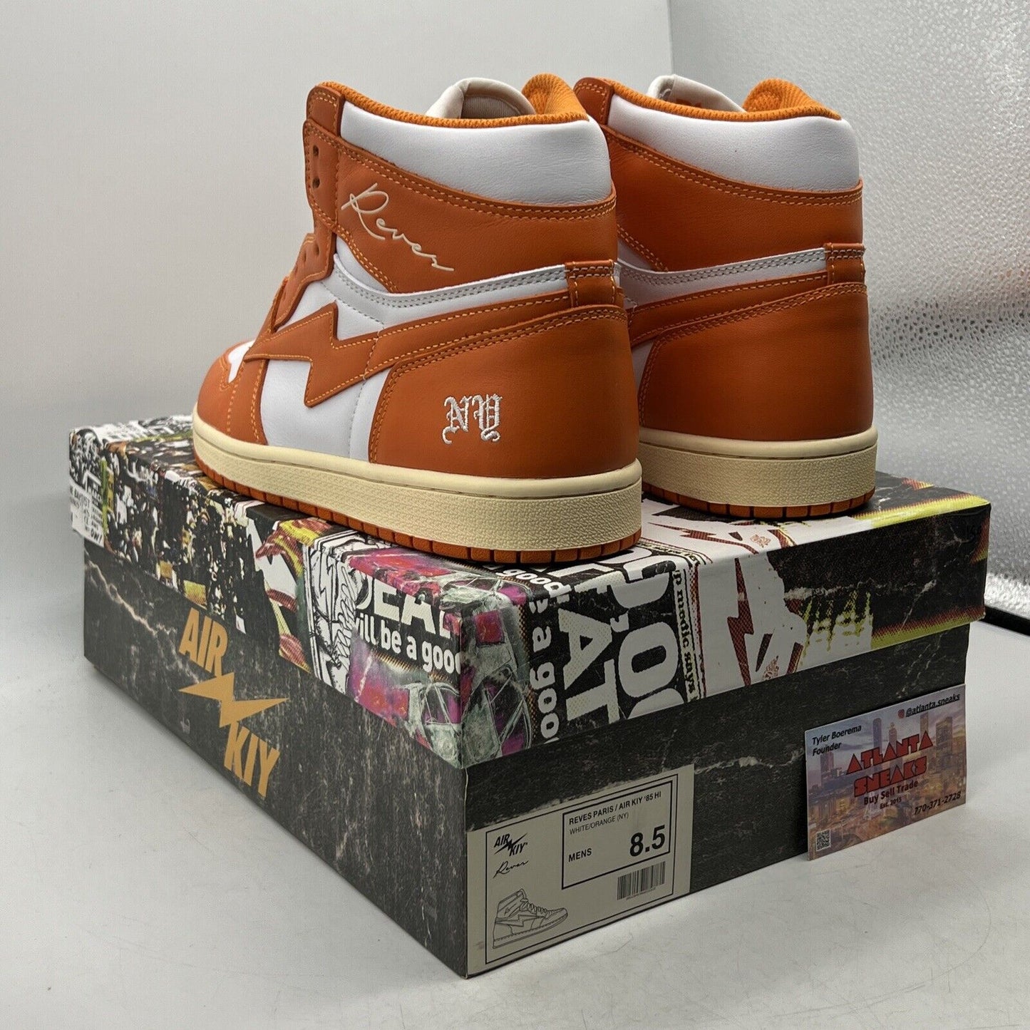 Reves Paris Air Kiy '85 Hi White/Orange Men's 8.5 Shoes Sneakers