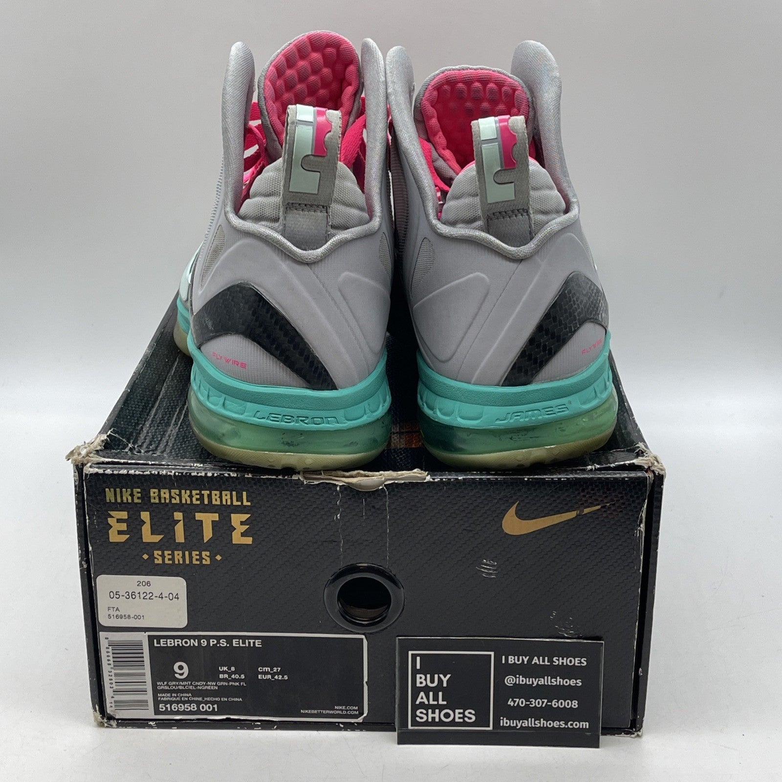 Size 9 - Nike LeBron 9 P.S. Elite South Beach (516958-001)