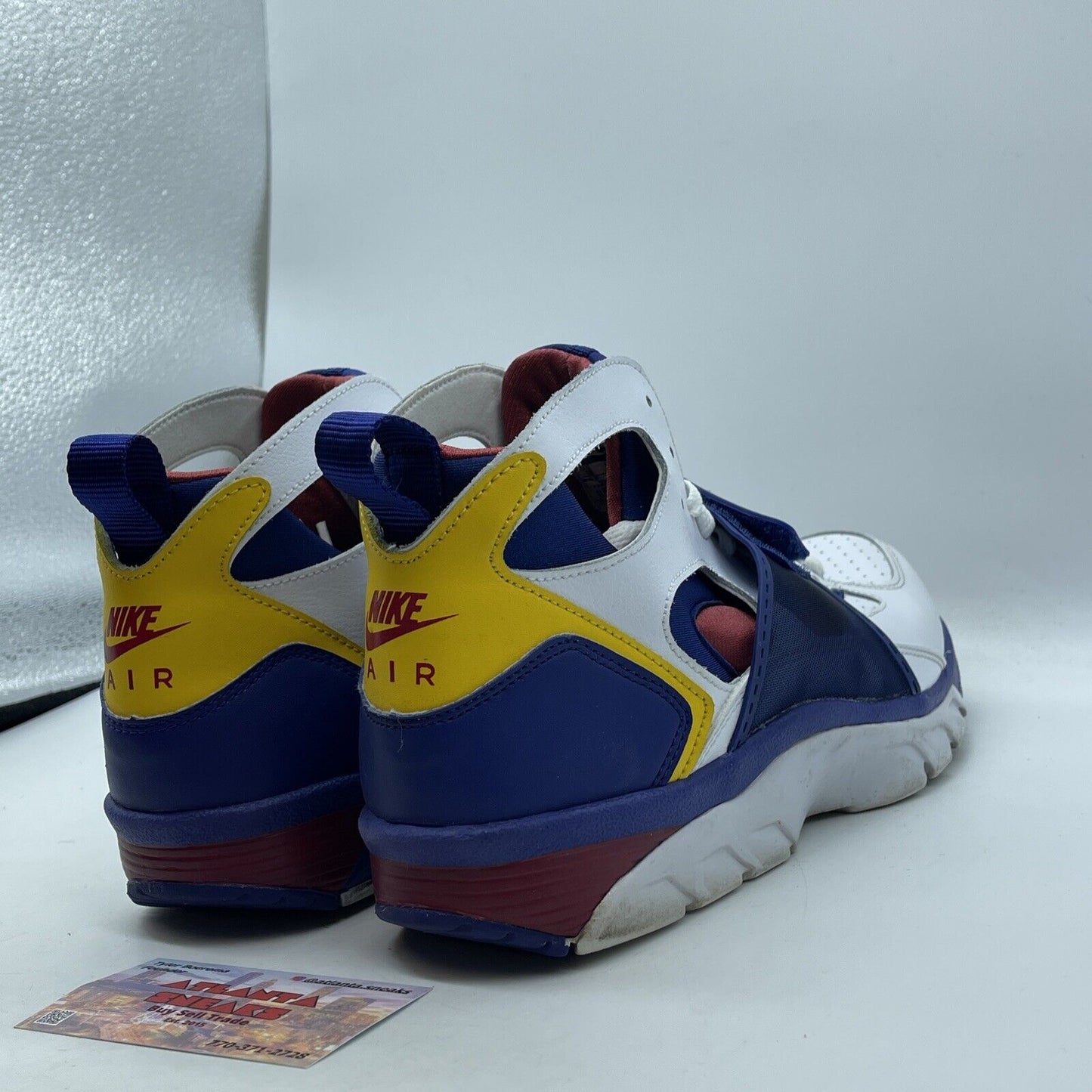 Size 10 - Nike Air Trainer Huarache Retro 2019 OG White Navy Yellow (679083-107)