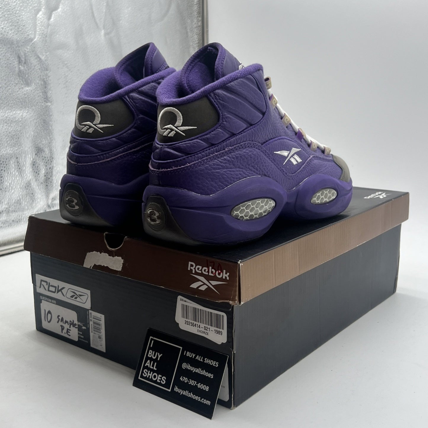 Size 10 - Reebok Question Mid Sample , Purple Grey (BB0216)