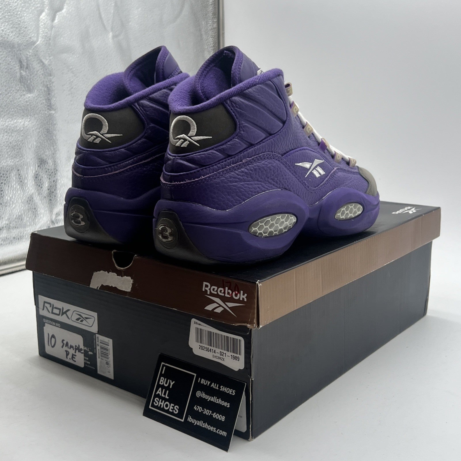 Size 10 - Reebok Question Mid Sample , Purple Grey (BB0216)