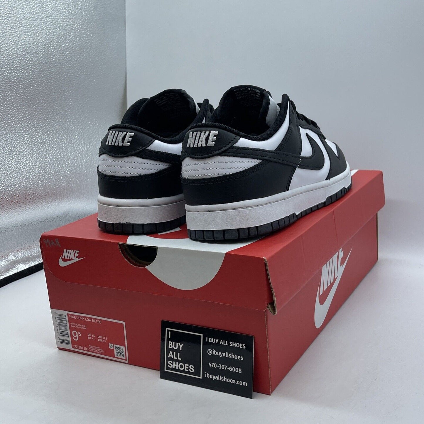 Size 9.5 - Nike Dunk Low Black White Suede Leather  (DD1391-100)