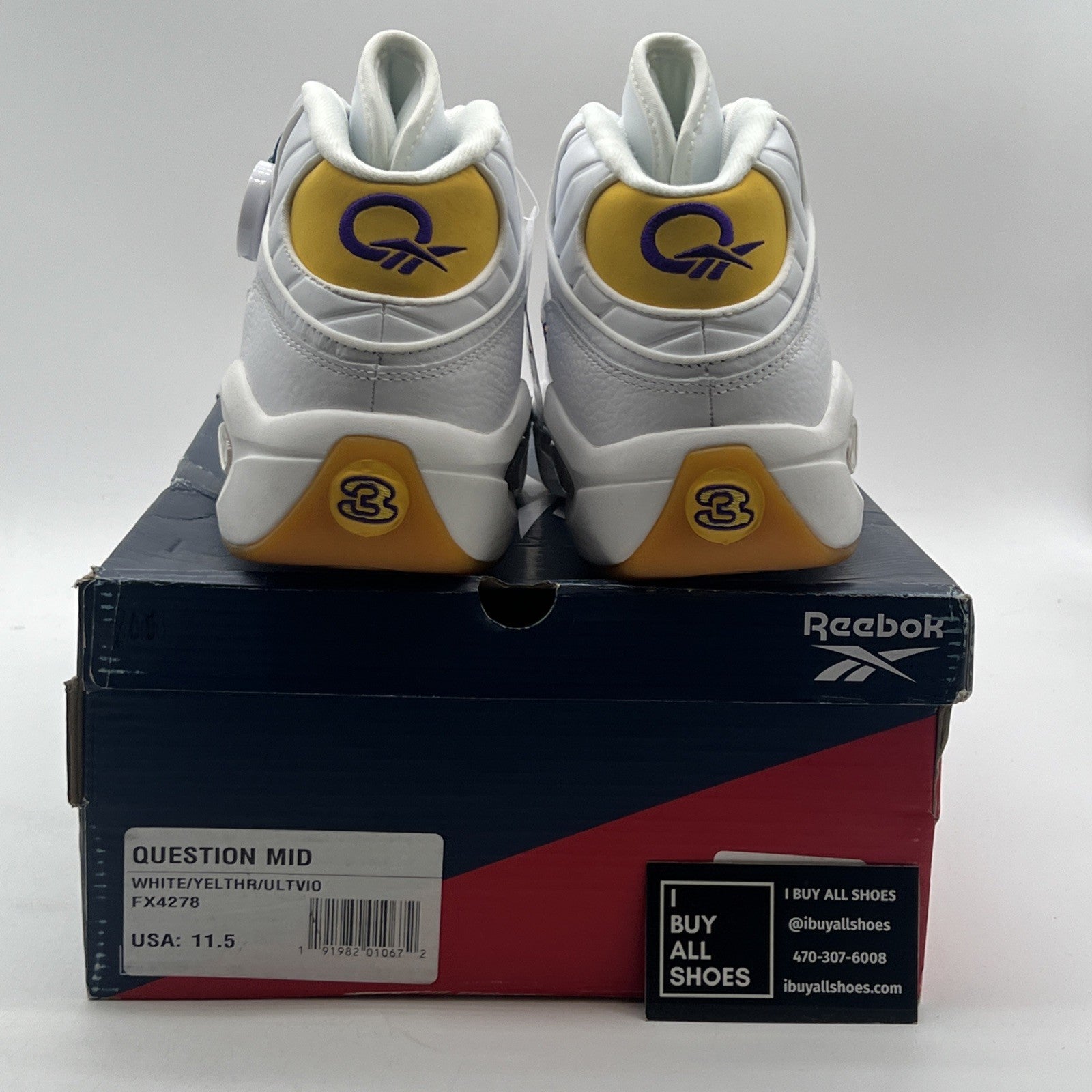 Size 11.5 - Reebok Question Mid Yellow Toe (FX4278)