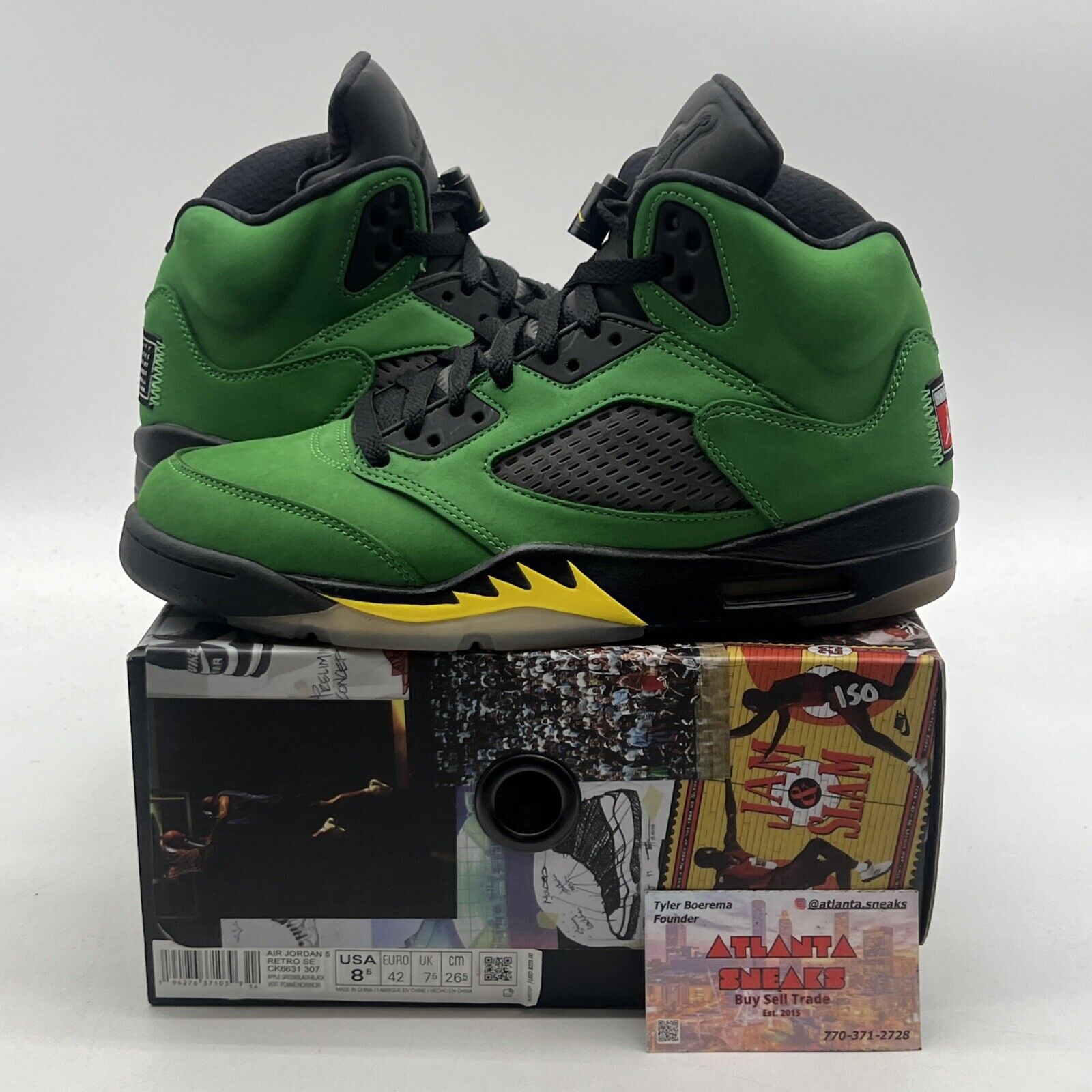 Size 8.5 - Jordan 5 Retro SE Oregon 2020 Black Yellow Suede (CK6631-307)