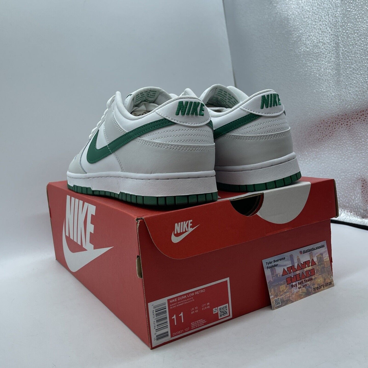 Size 11 - Nike Dunk Low Summit White Malachite Green Leather (DV0831-107)