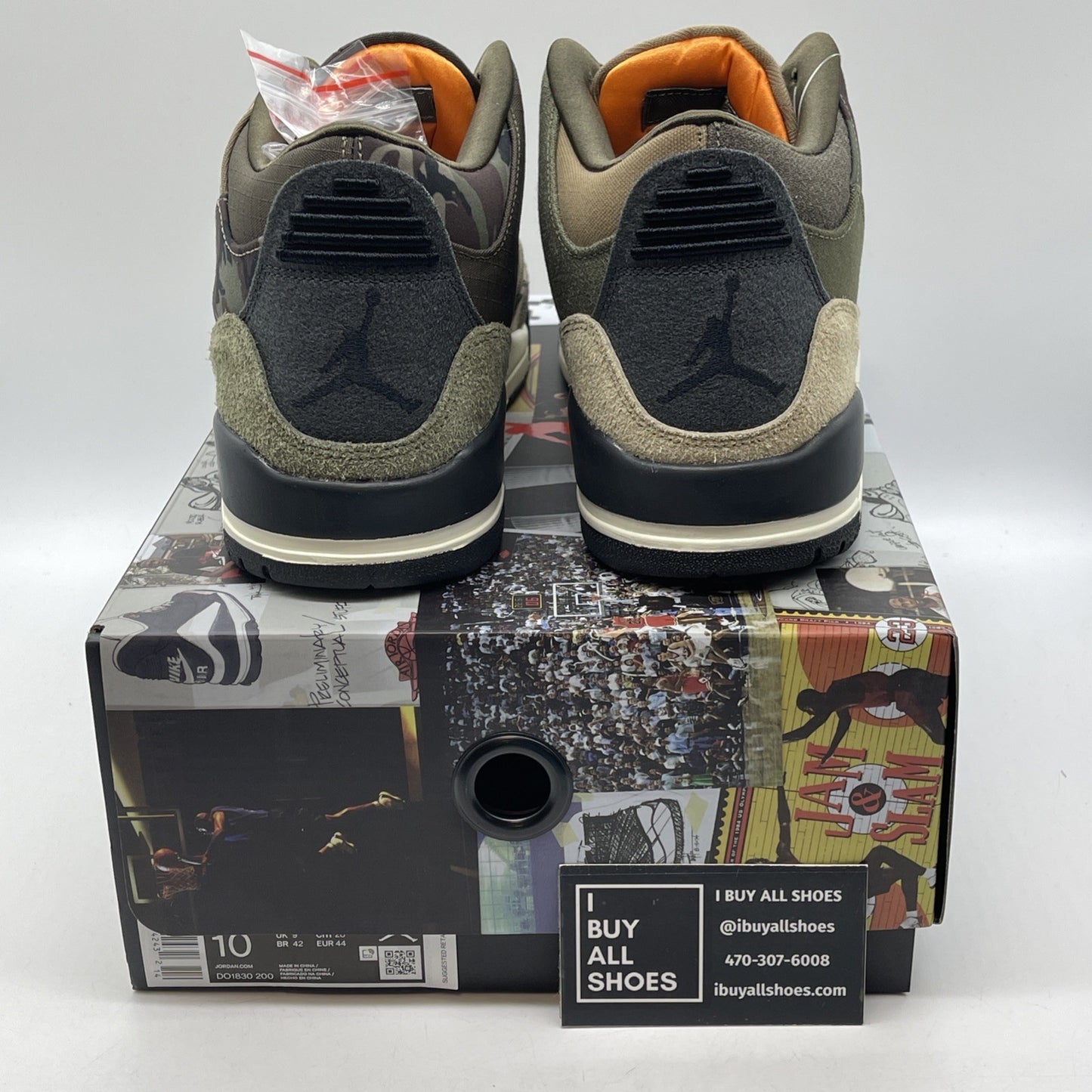 Size 10 - Jordan 3 Retro Patchwork 2021 Black Green Suede (DO1830-200)