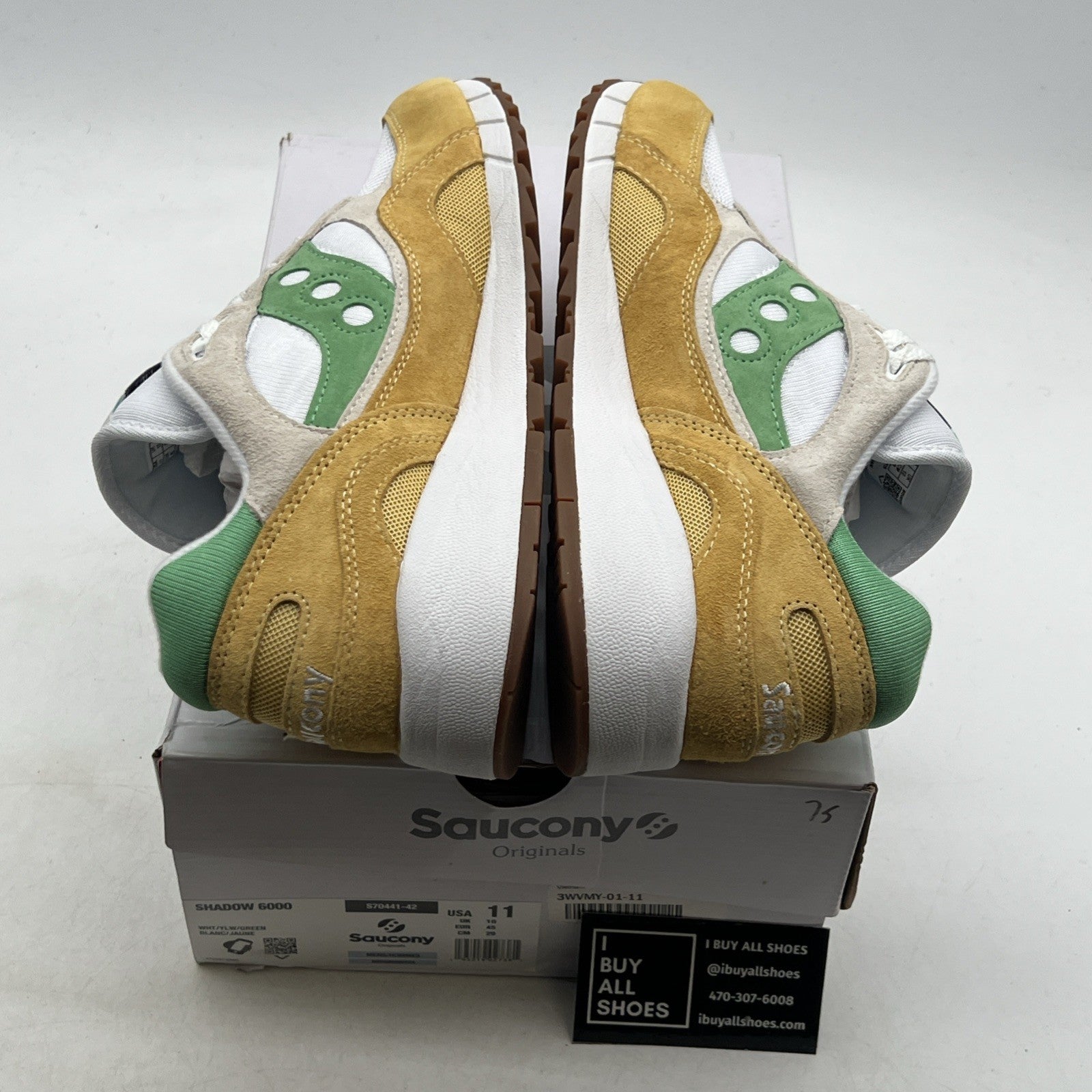 Size 11 - Saucony Shadow 6000 White Green Mustard (S70441-42)