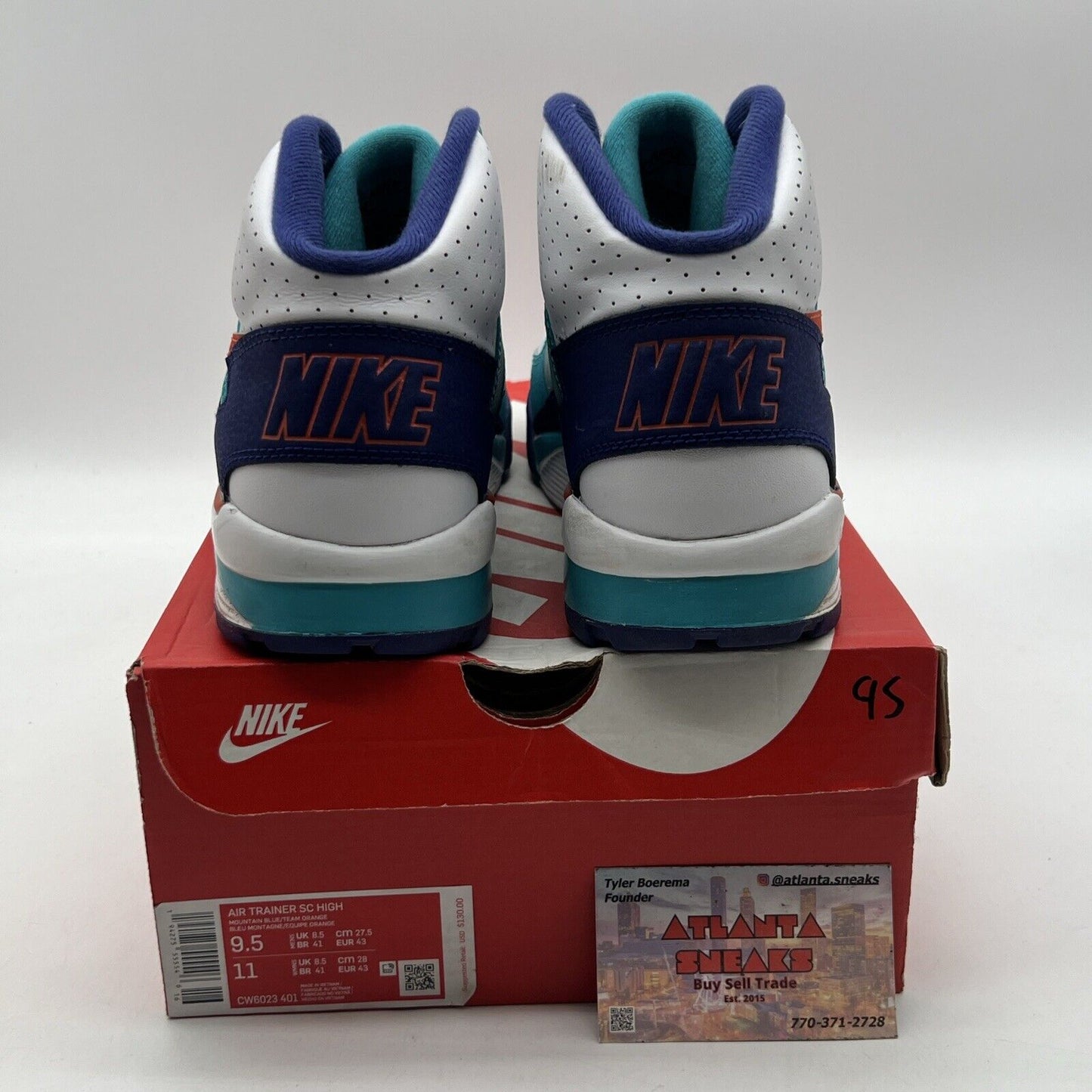 Size 9.5 - Nike Air Trainer SC High Miami Dolphins Purple Leather (CW6023-401)