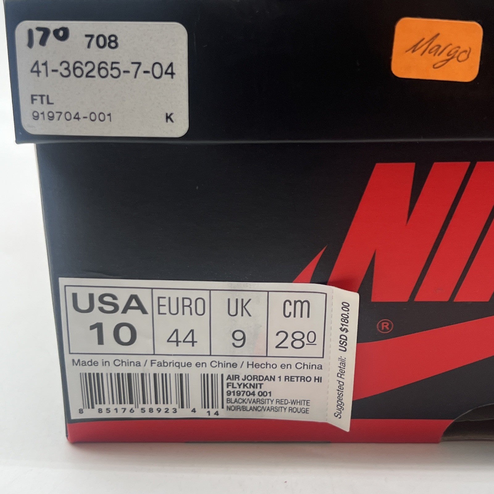 Size 10 - Air Jordan 1 Retro OG Flyknit High Bred (919704-001)