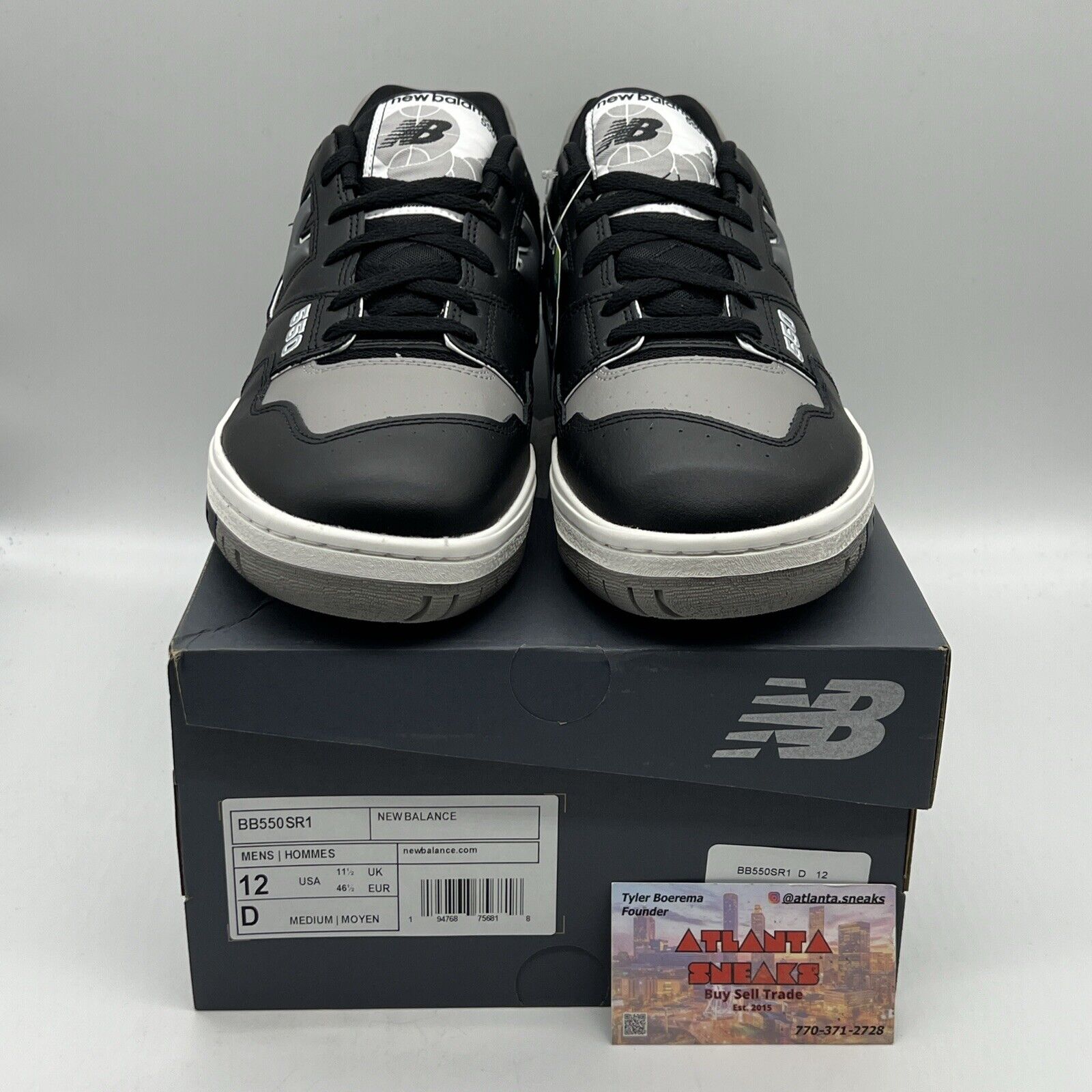 NEW BALANCE MENS BRAND NEW BB550SR1 SNEAKERS SIZE 12 BLACK/GREY