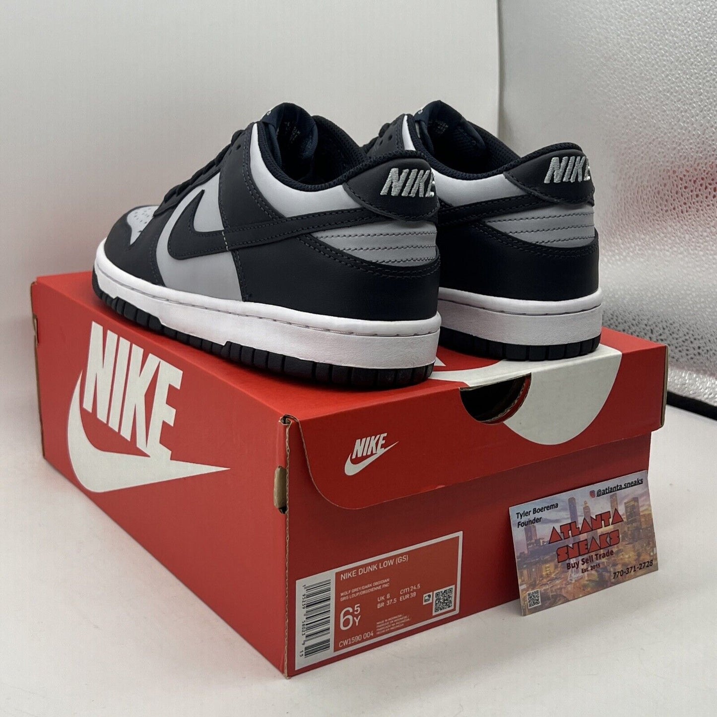 Size 6.5Y - Dunk Low Georgetown Navy Grey White Leather (CW1590-004)