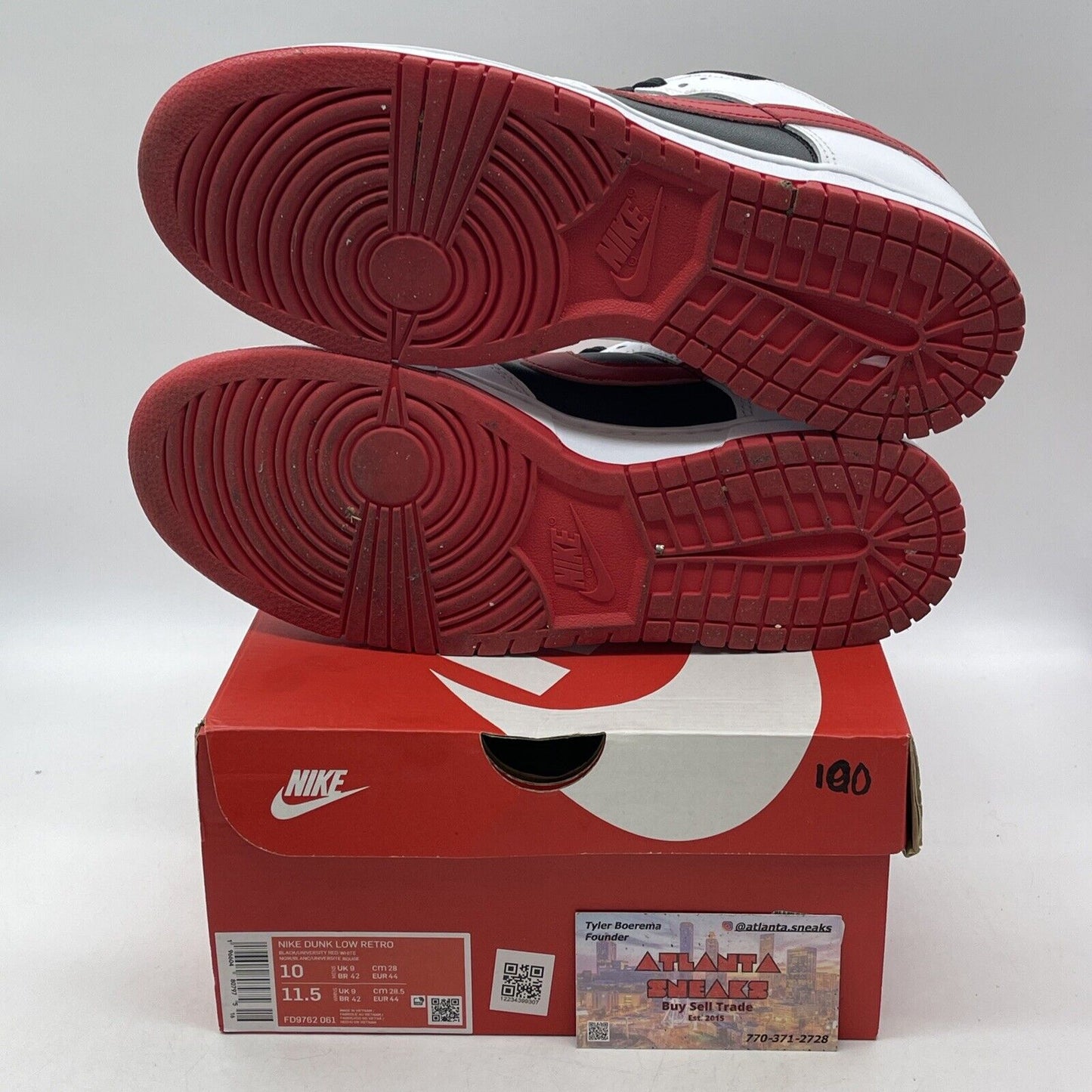 Size 10 - Nike Dunk Low White Black Red Leather (FD9762-061)