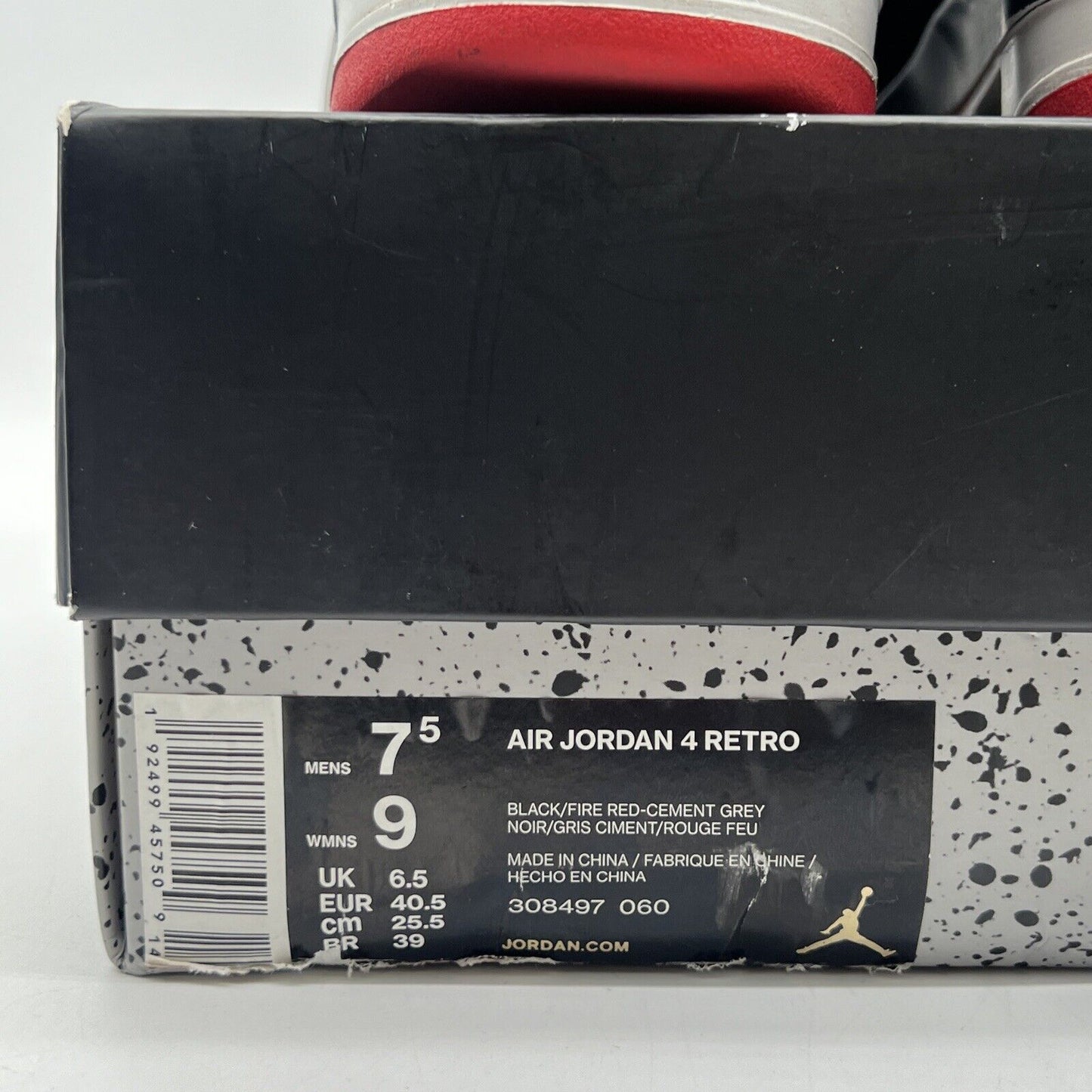 Size 7.5 - Jordan 4 Retro OG Mid Bred 2019 Grey Red Black Suede (308497-060)