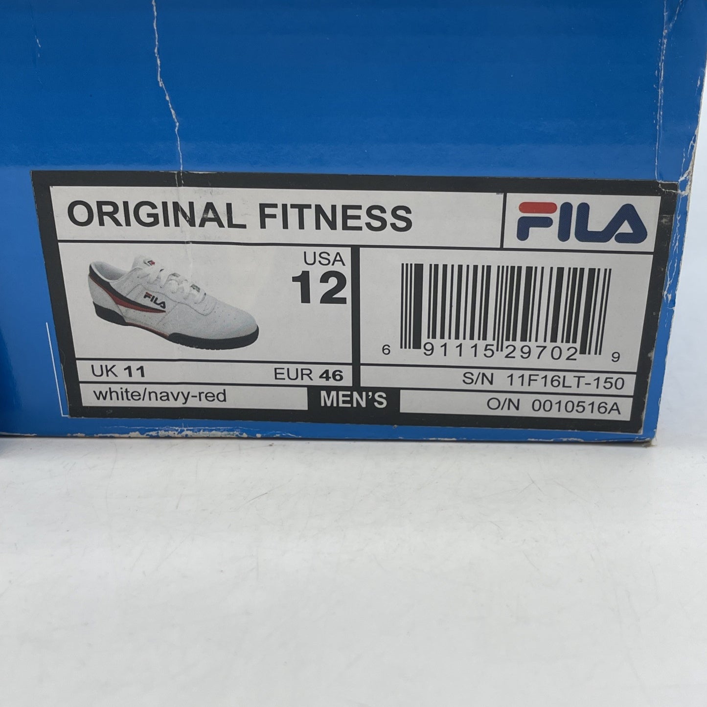 Size 12 - FILA Men's Original Fitness Sneaker White Blue Red (11F16LT-150)