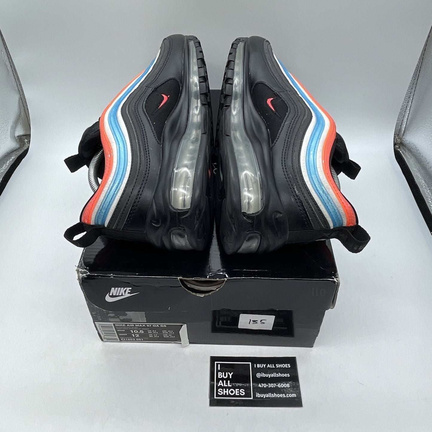Size 10.5 - Nike Air Max 97 On Air: Neon Seoul  Black Blue Leather (CI1503-001)