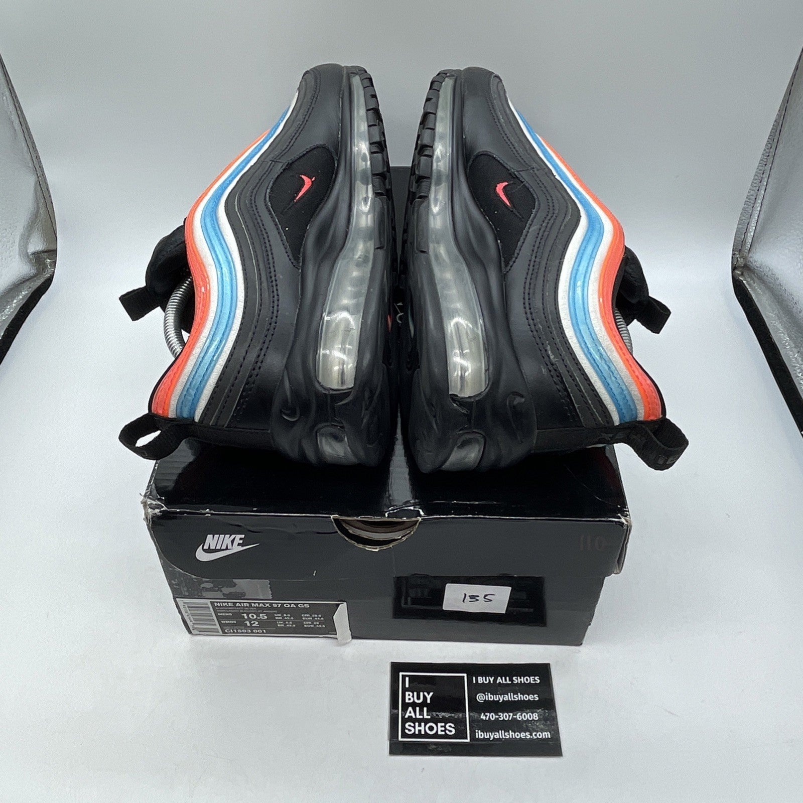 Size 10.5 - Nike Air Max 97 On Air: Neon Seoul  Black Blue Leather (CI1503-001)