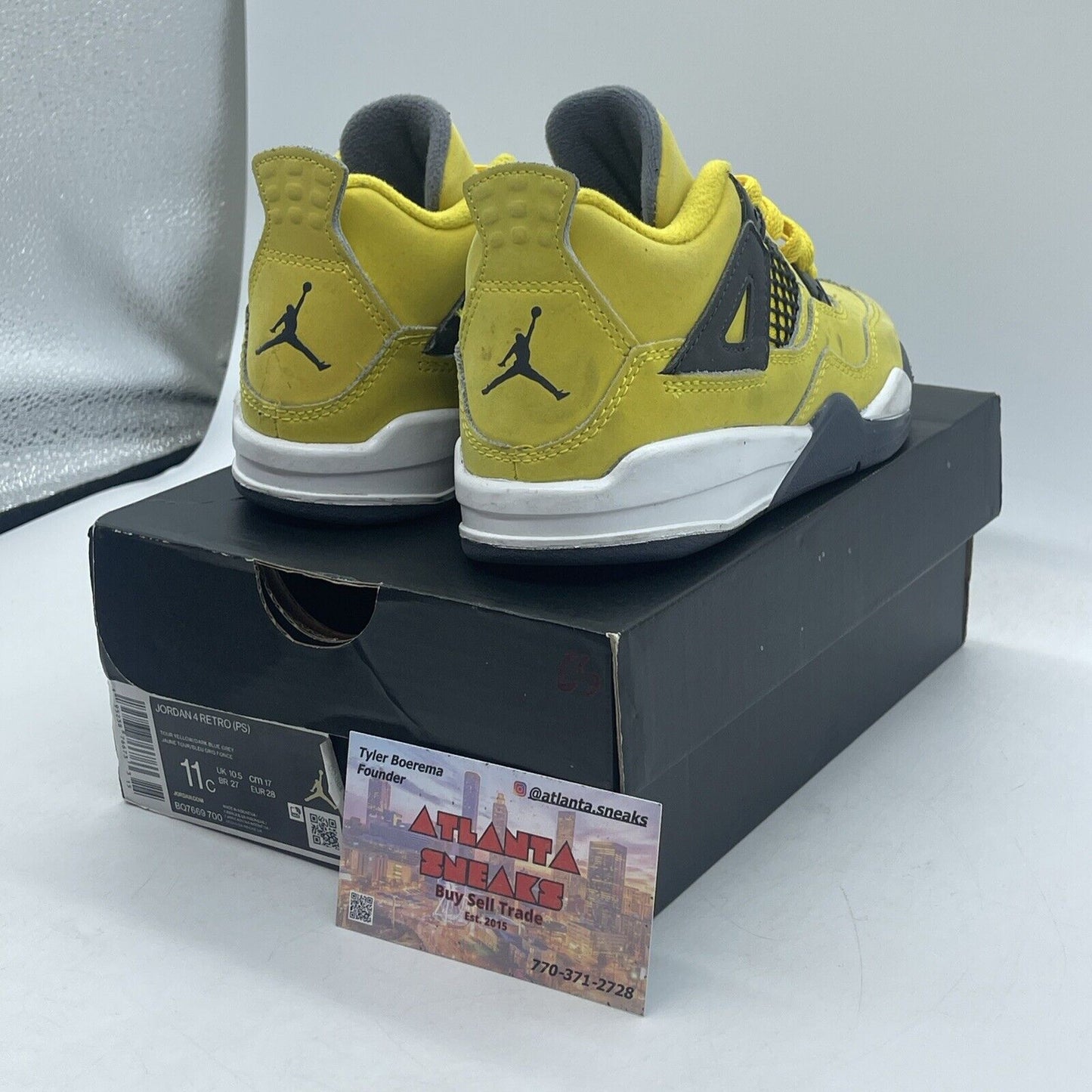 Size 11 (PS) - Jordan 4 Retro 2021 Mid Lightning White Suede (BQ7669-700)
