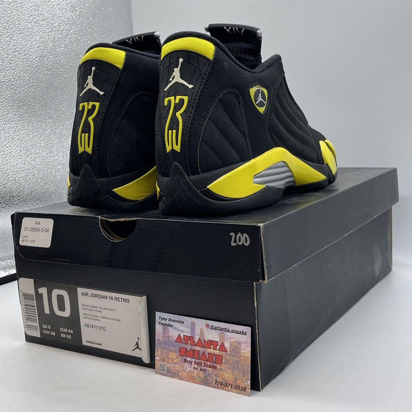 Size 10 - Air Jordan 14 Retro Thunder Yellow Black Silver Suede (487471-070)