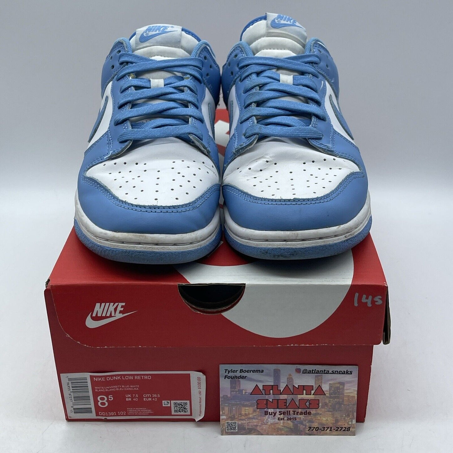 Size 8.5 - Nike Dunk Low University Blue White Leather (DD1391-102)