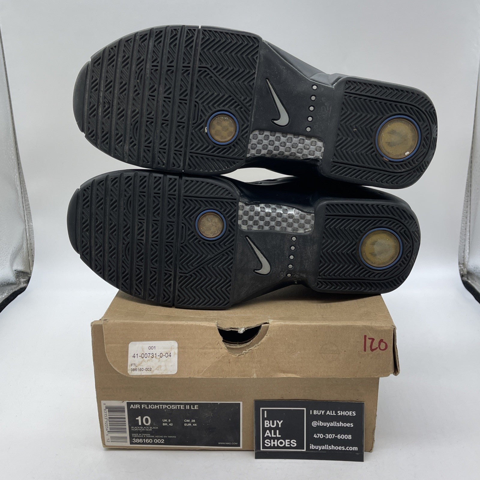 Size 10 - Nike Air Flightposite 2 LE 2009 KG Black Suede Leather (386160-002)