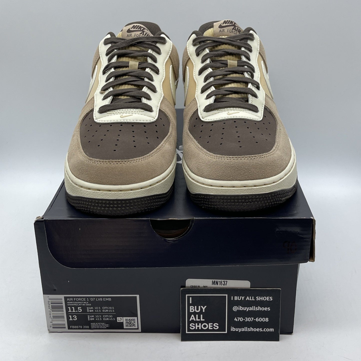 Size 11.5 - Nike Air Force 1 '07 LV8 Baroque Brown Suede Leather (FB8878-200)