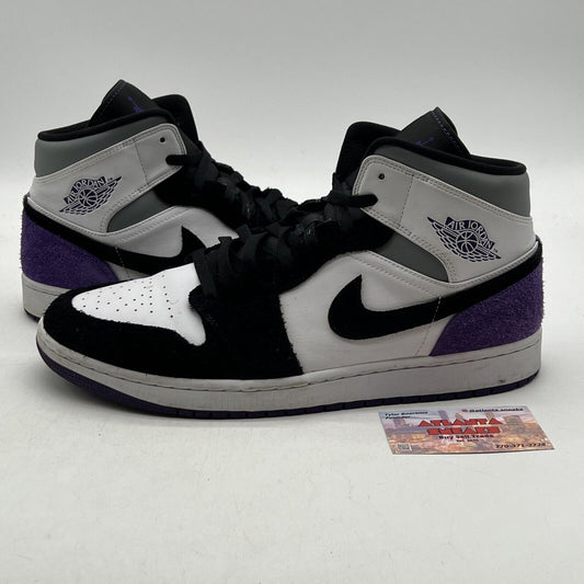 Size 13 - Air Jordan 1 SE Mid Varsity Purple Black White Suede (852542-105)