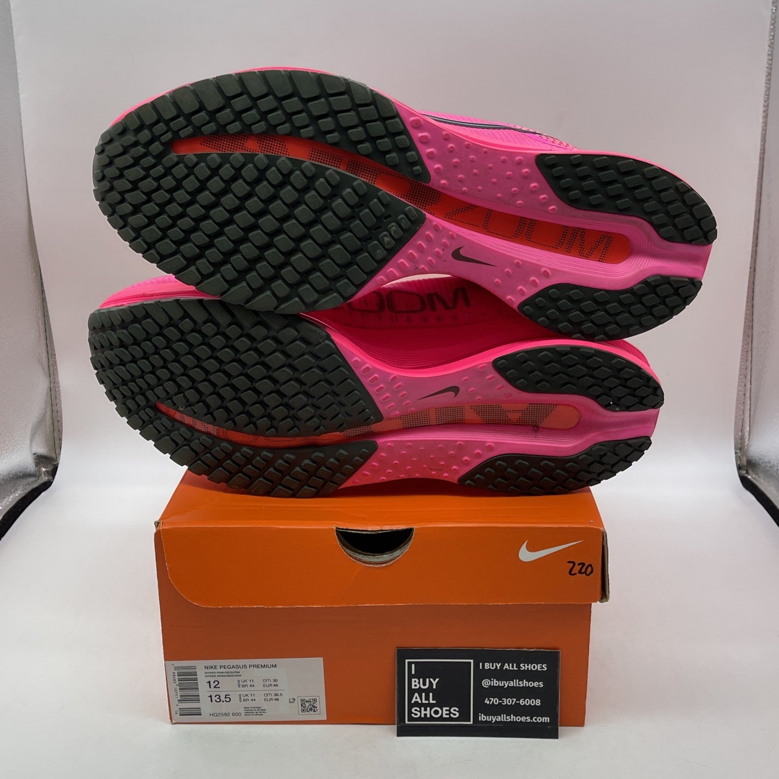 Size 12 - Nike Pegasus Premium Hyper Pink Black Suede Leather (HQ2592-600)