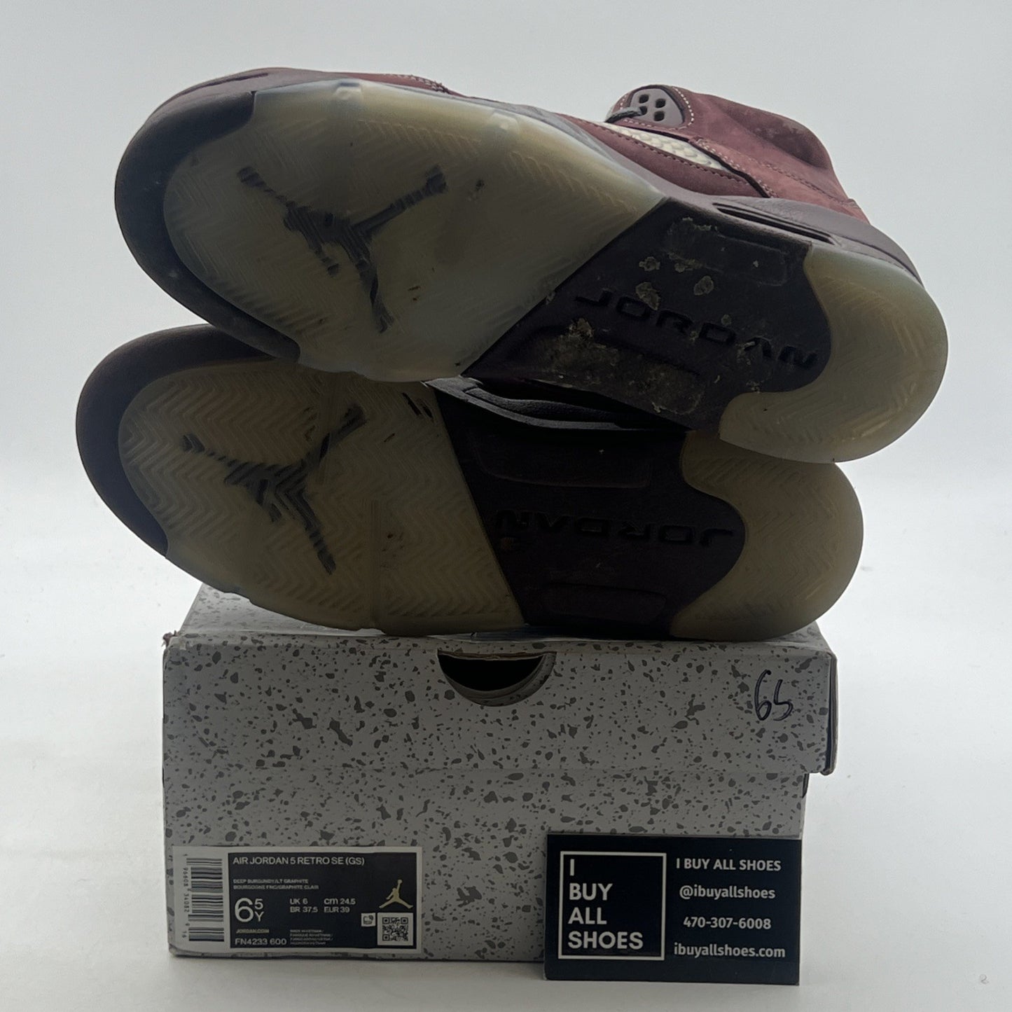 Size 6.5Y - Air Jordan 5 Retro SE 'Burgundy' Grey Suede Leather (FN4233-600)