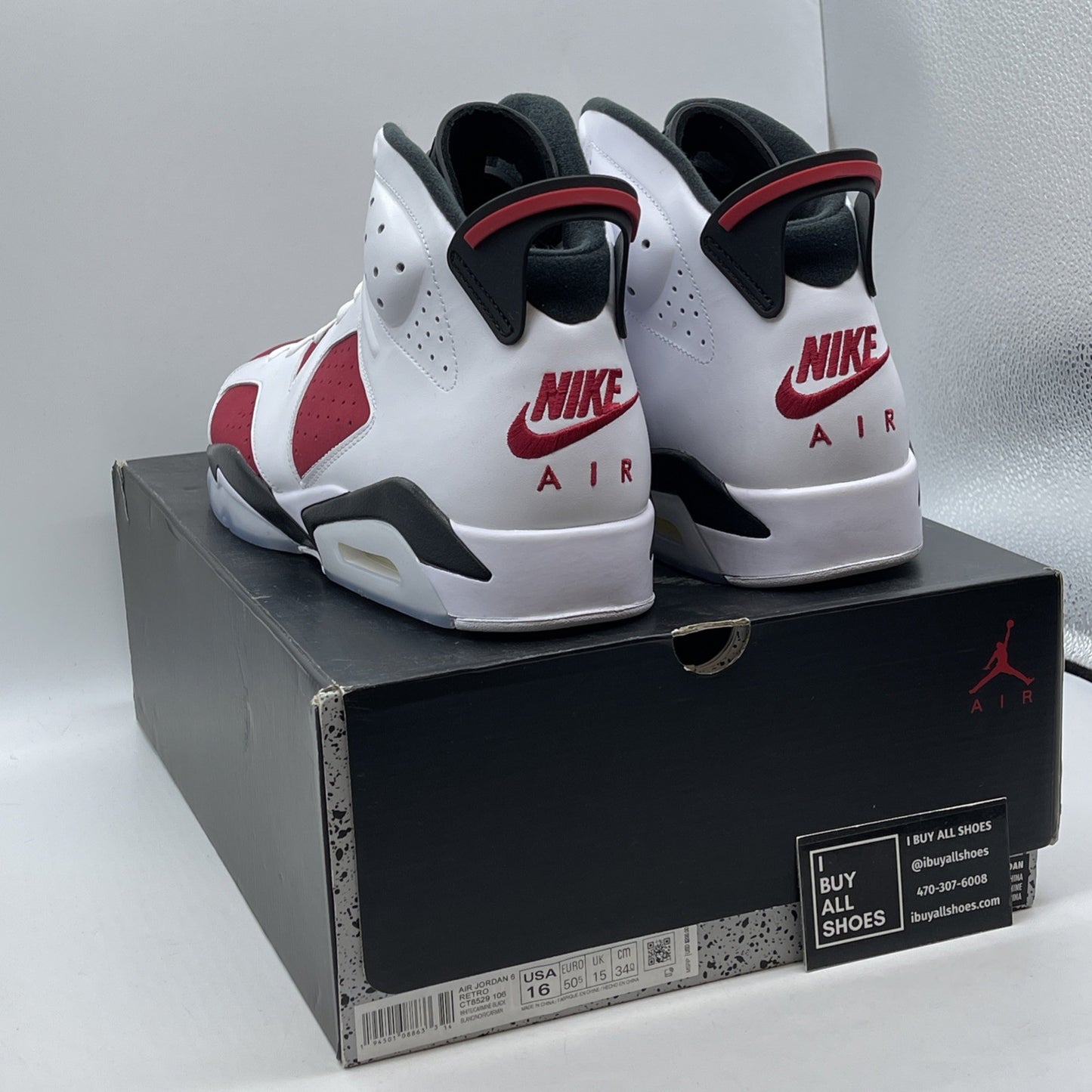 Size 16 - Jordan 6 Retro OG Mid Carmine Red White Leather Suede (CT8529-106)