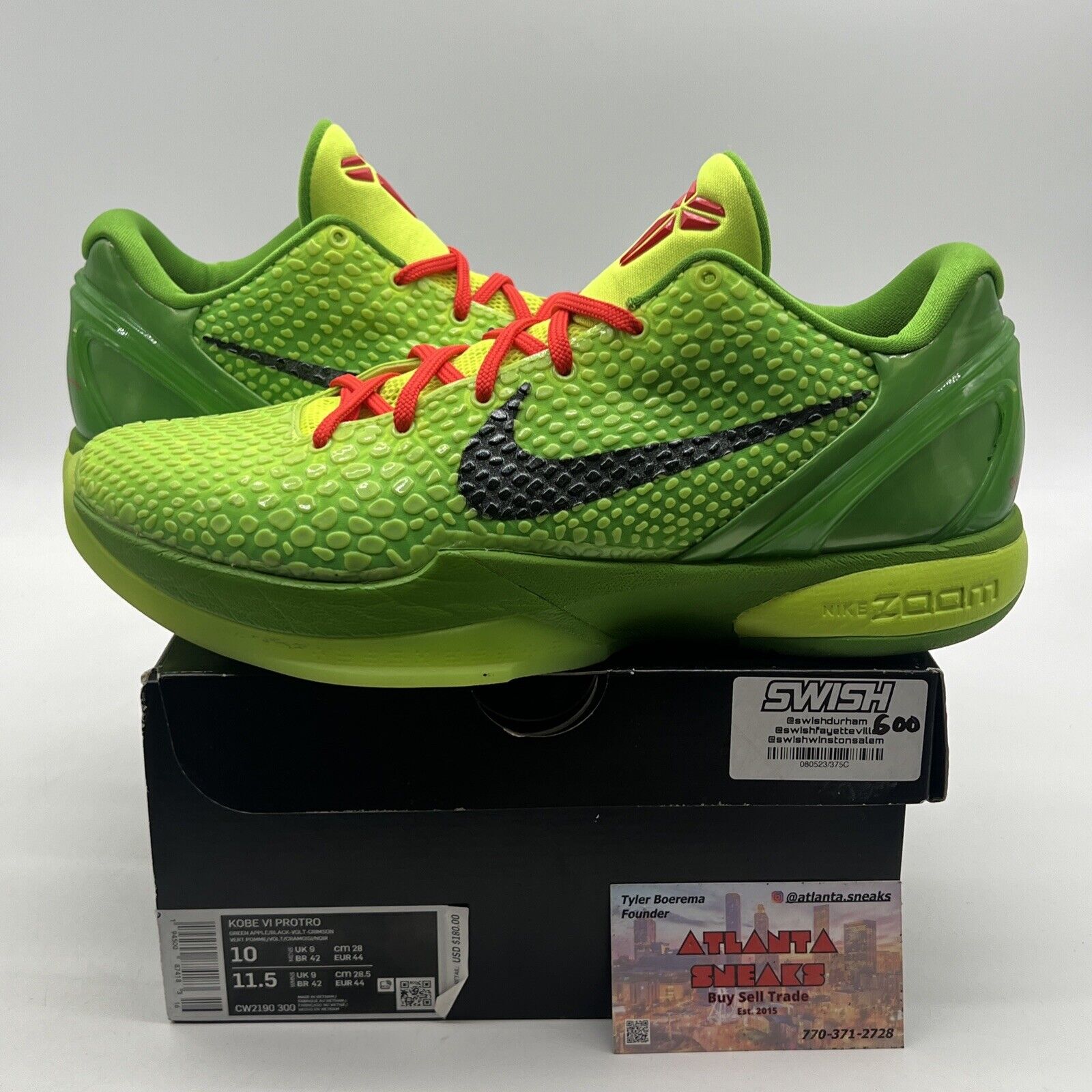 Size 10 - Nike Zoom Kobe 6 Protro Low Grinch (CW2190-300)