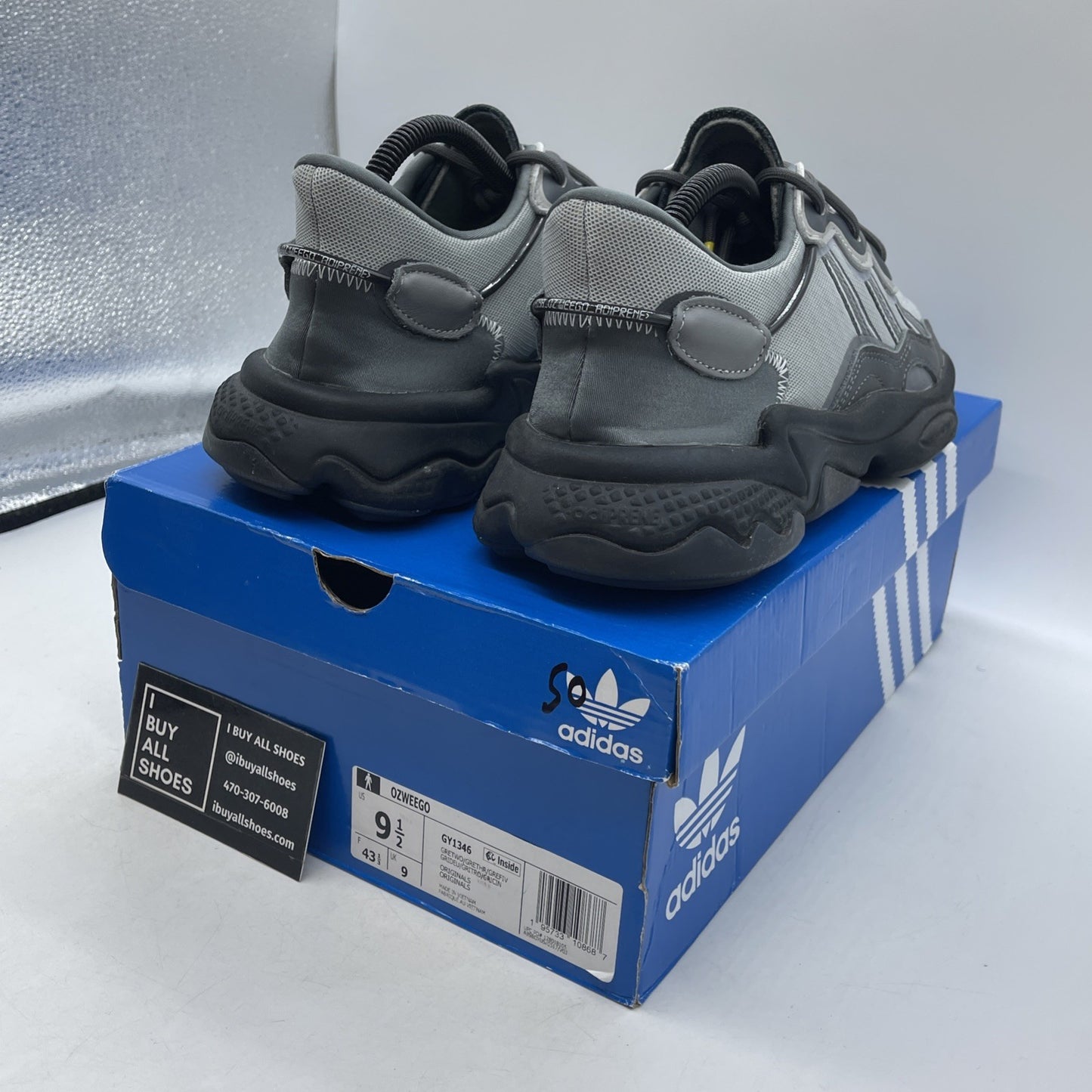 Size 9.5 - Adidas Ozweego Light Grey Dark Grey (GY1346)