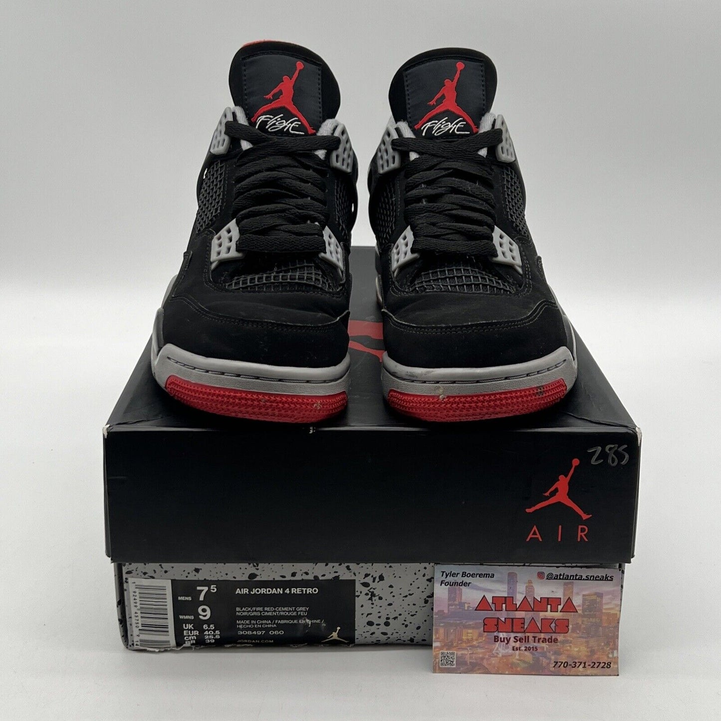 Size 7.5 - Jordan 4 Retro OG Mid Bred 2019 Grey Red Black Suede (308497-060)