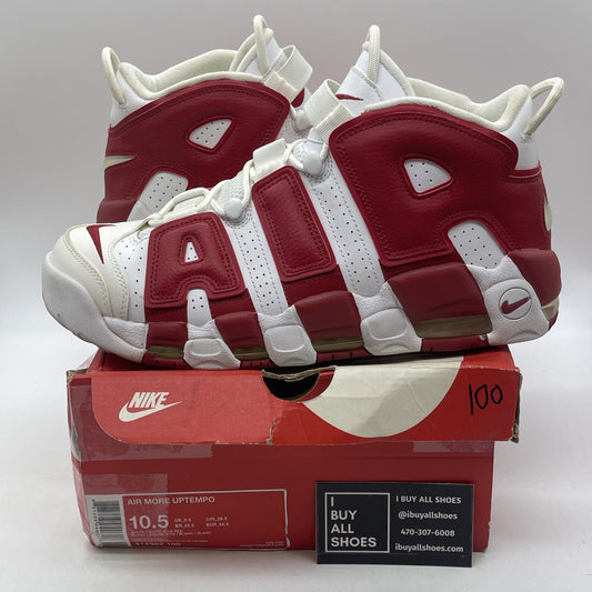 Size 10.5 - Nike Air More Uptempo White Red Leather (414962-100)
