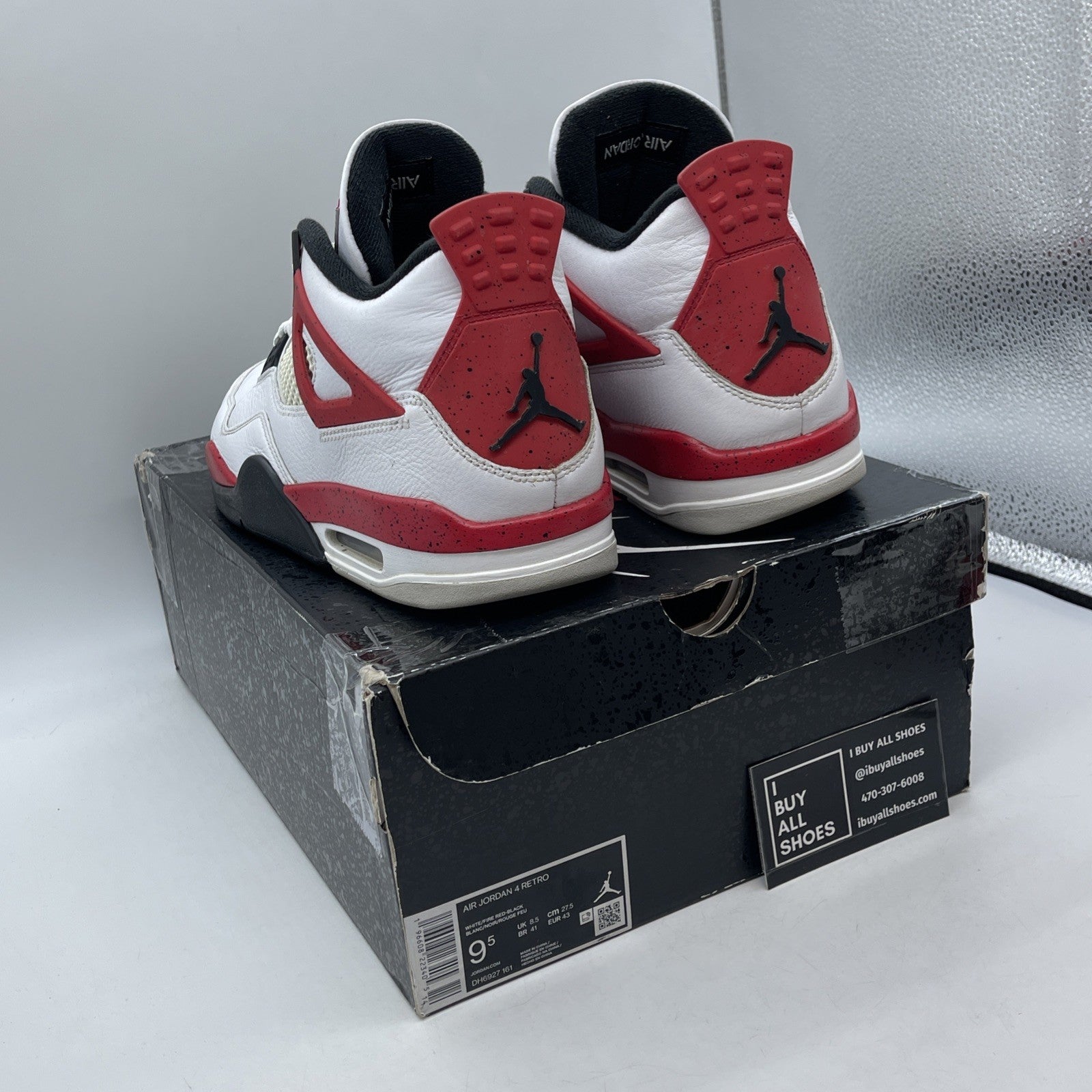 Size 9.5 - Jordan 4 Retro Mid Red Cement Black White Leather (DH6927-161)