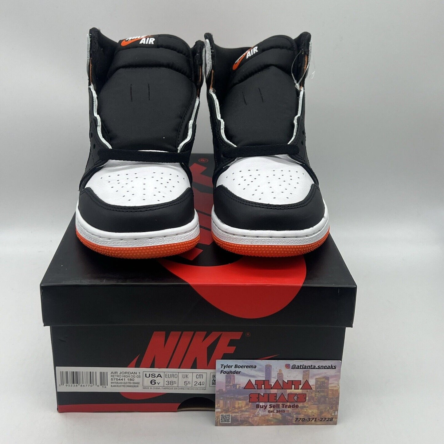 Size 6 - Jordan 1 Retro High Electro Orange Black White Orange Brand New Og All