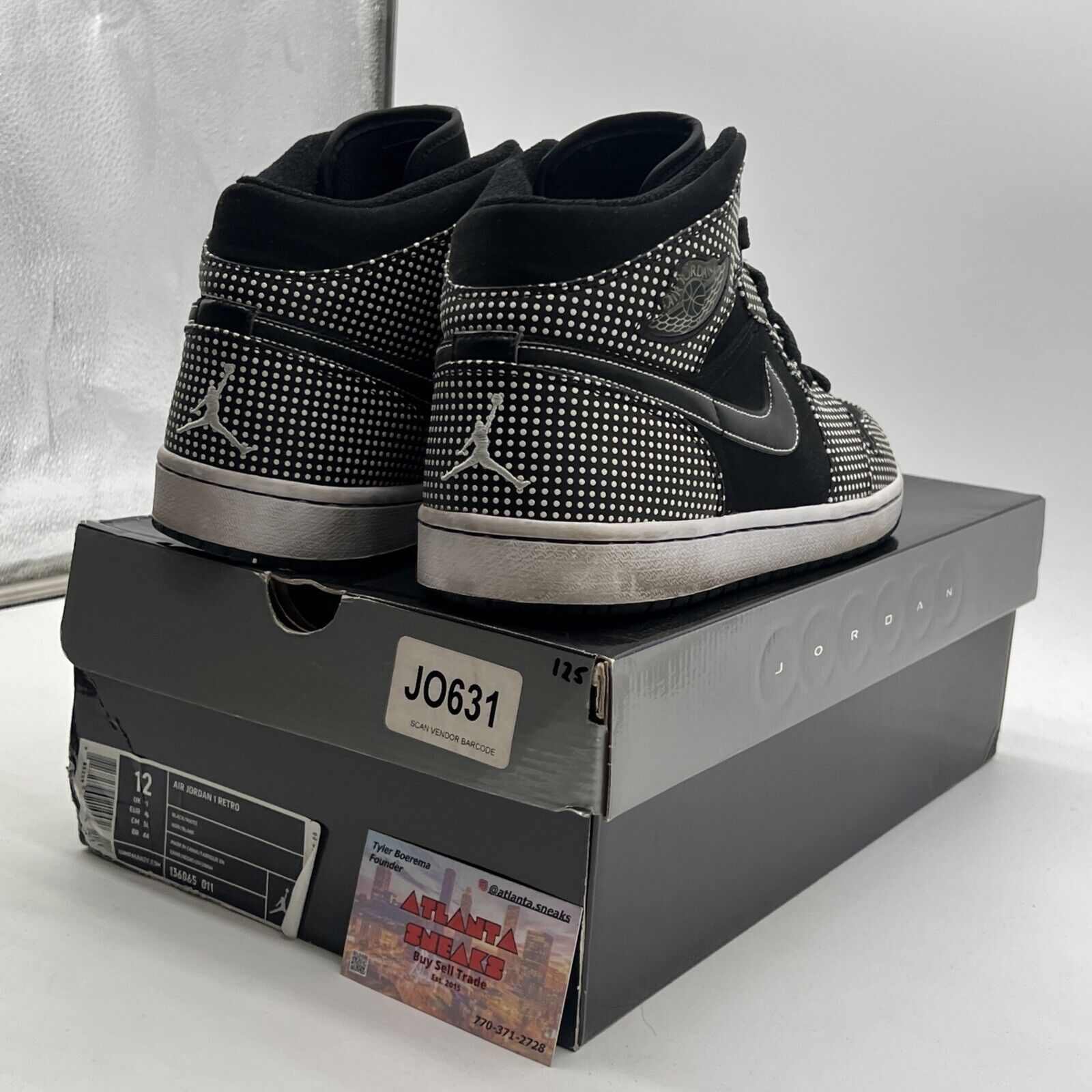 Size 12 - Air Jordan 1 Retro Black White (136065-011)