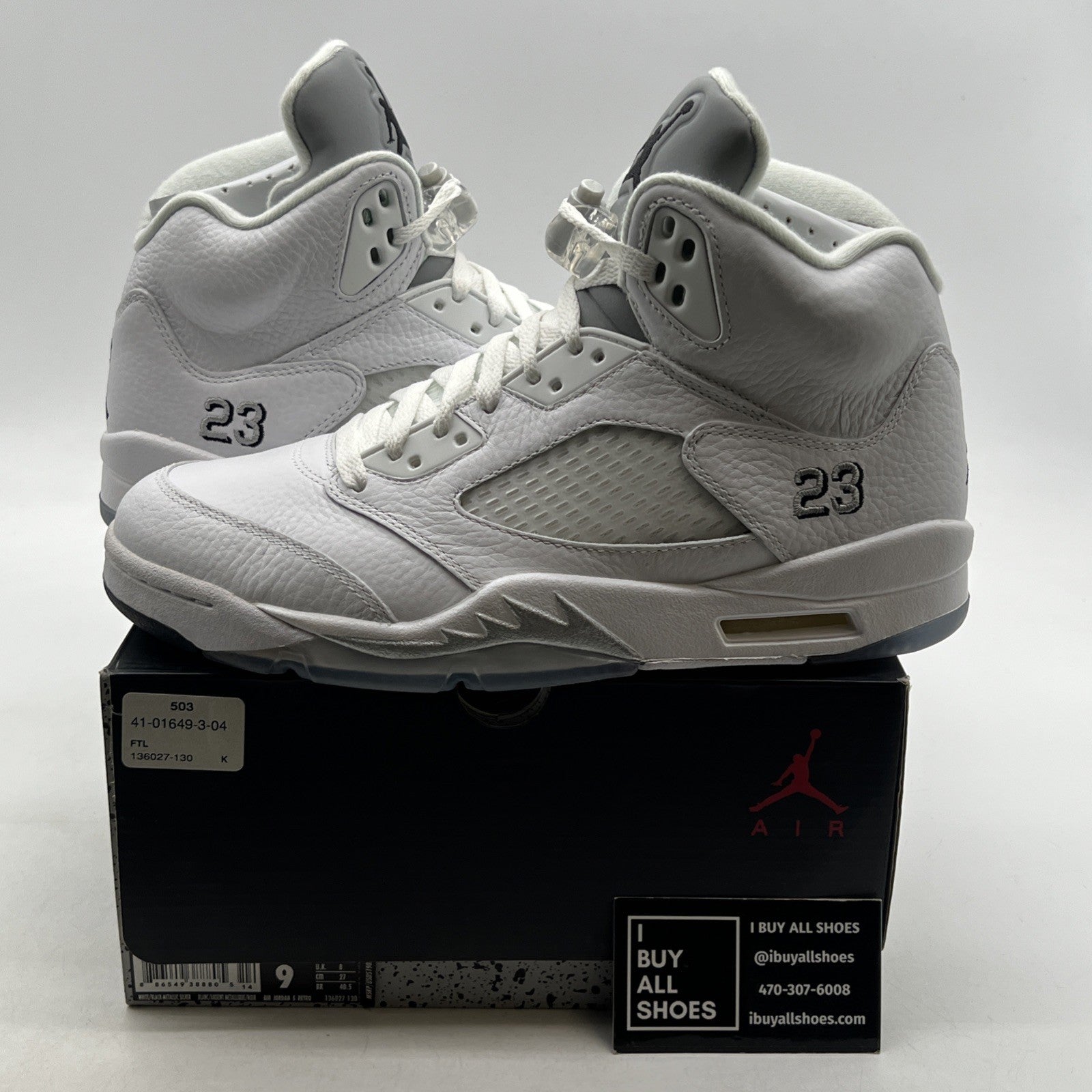 Size 9 - Air Jordan 5 Retro 2015 White Metallic (136027-130)