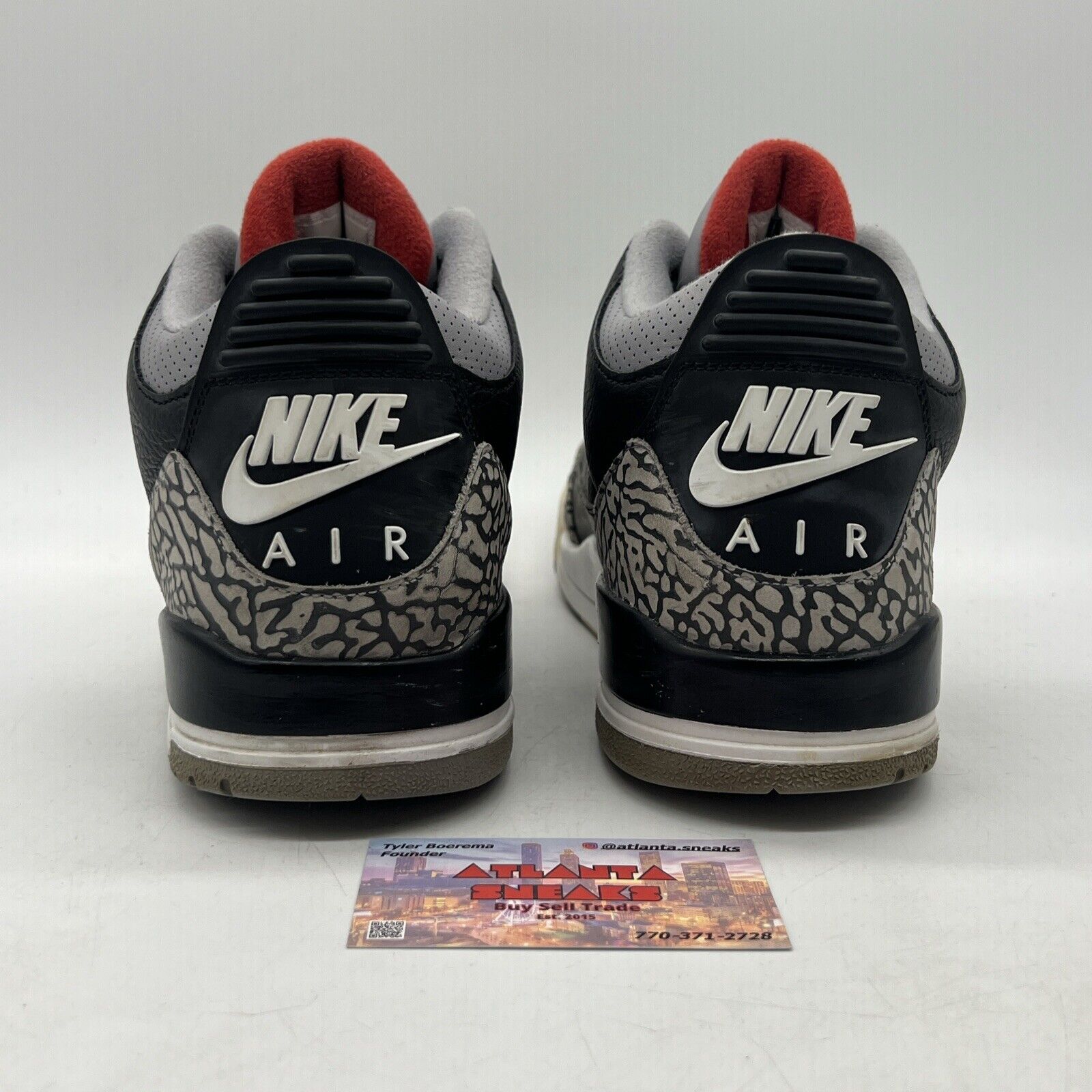 Size 10.5 - Jordan 3 Retro OG Mid Black Cement Grey Red Leather (854262-010)