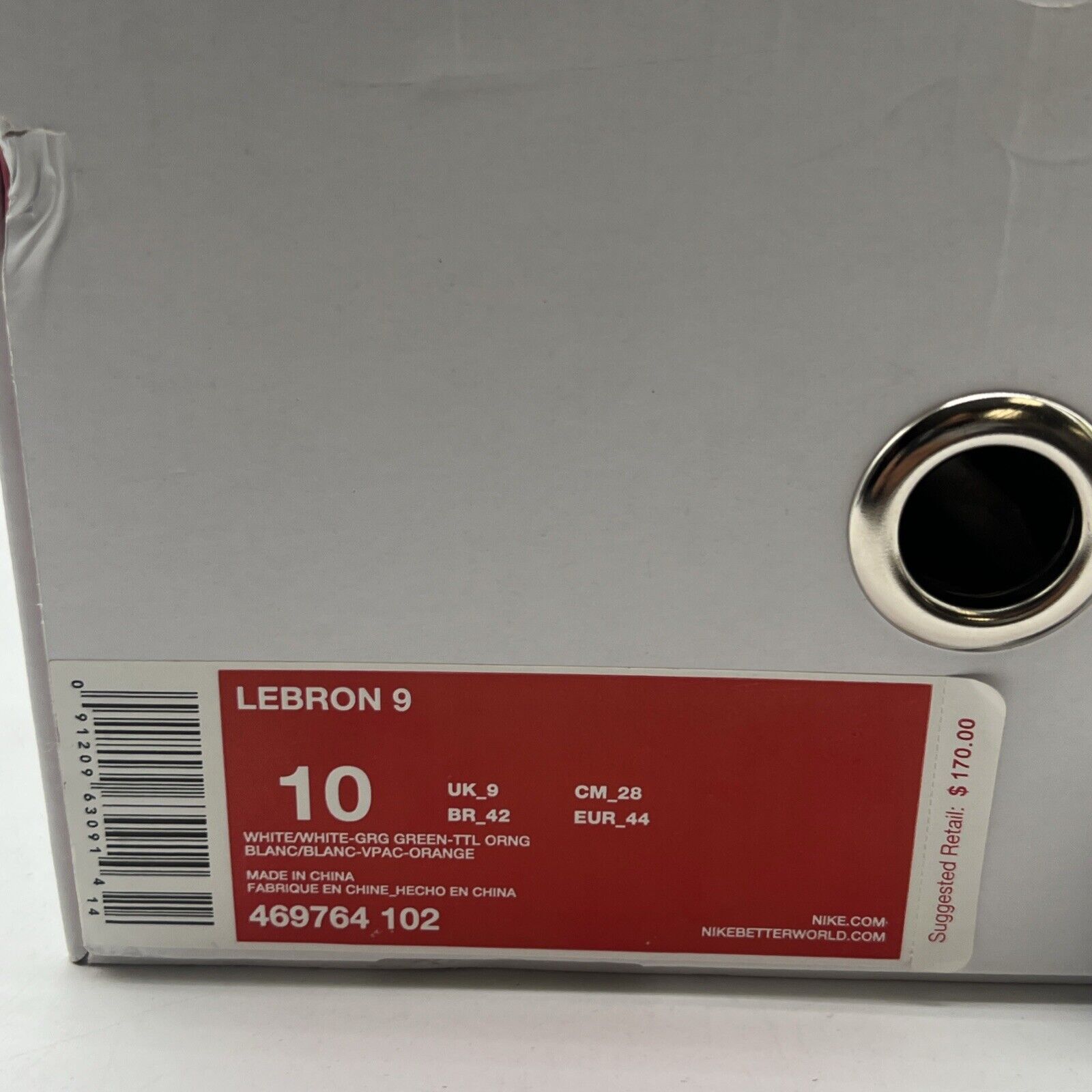 Size 10 - Nike LeBron 9 Miami Hurricanes (469764-102)