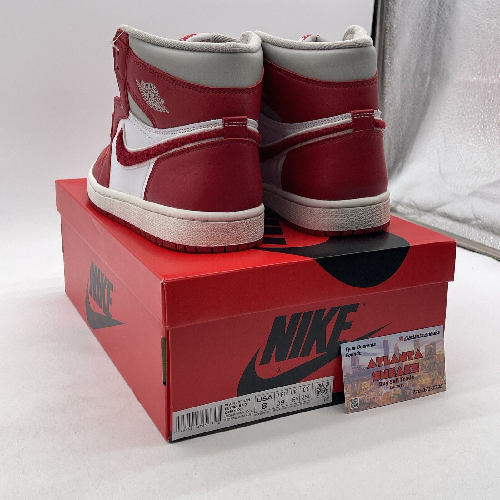 Size 8.5W - Air Jordan 1 OG High Newstalgia Chenille Red Leather (DJ4891-061)