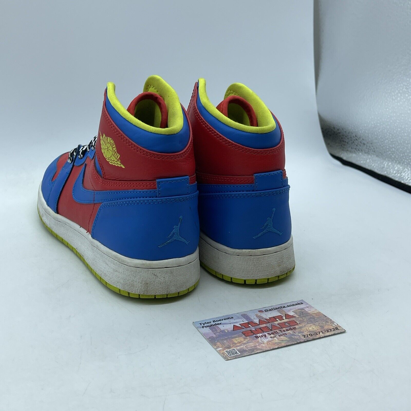 Size 7Y - Air Jordan 1 High GS Racing Pack Blue Red White Leather (705300-615)