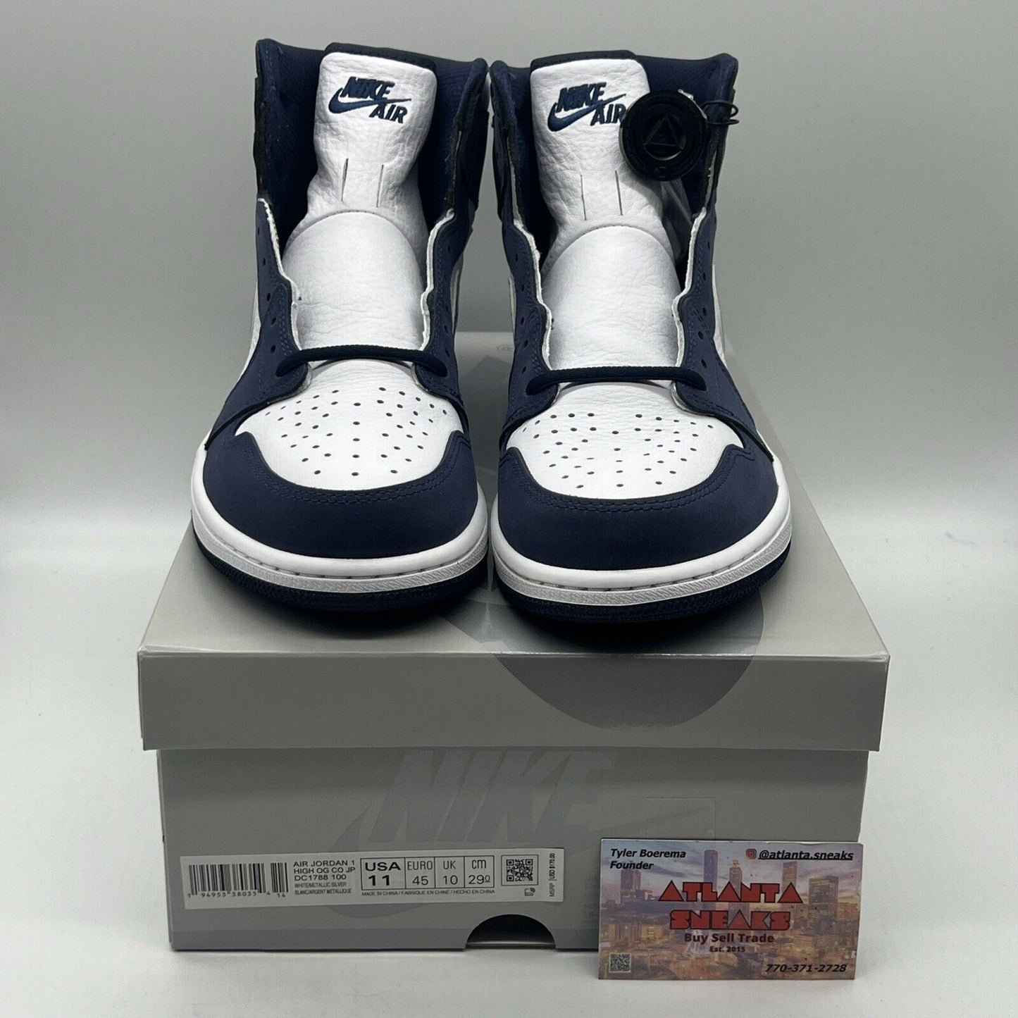 Size 11 - Jordan 1 Retro High CO.JP Midnight Navy Brand New Og All White Silver