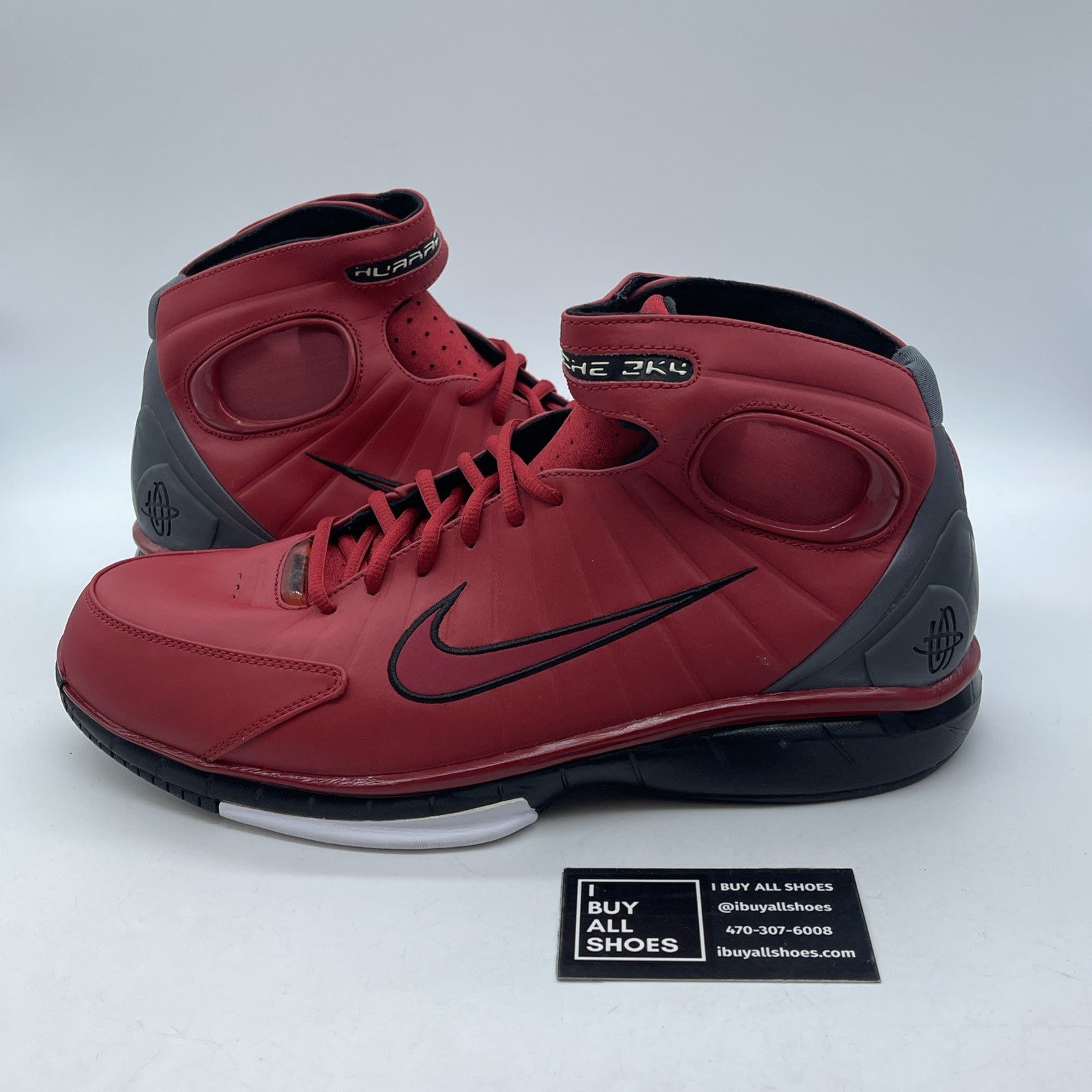Size 13 - Nike Air Zoom Huarache 2k4 Varsity Red Black Leather (511425 661)