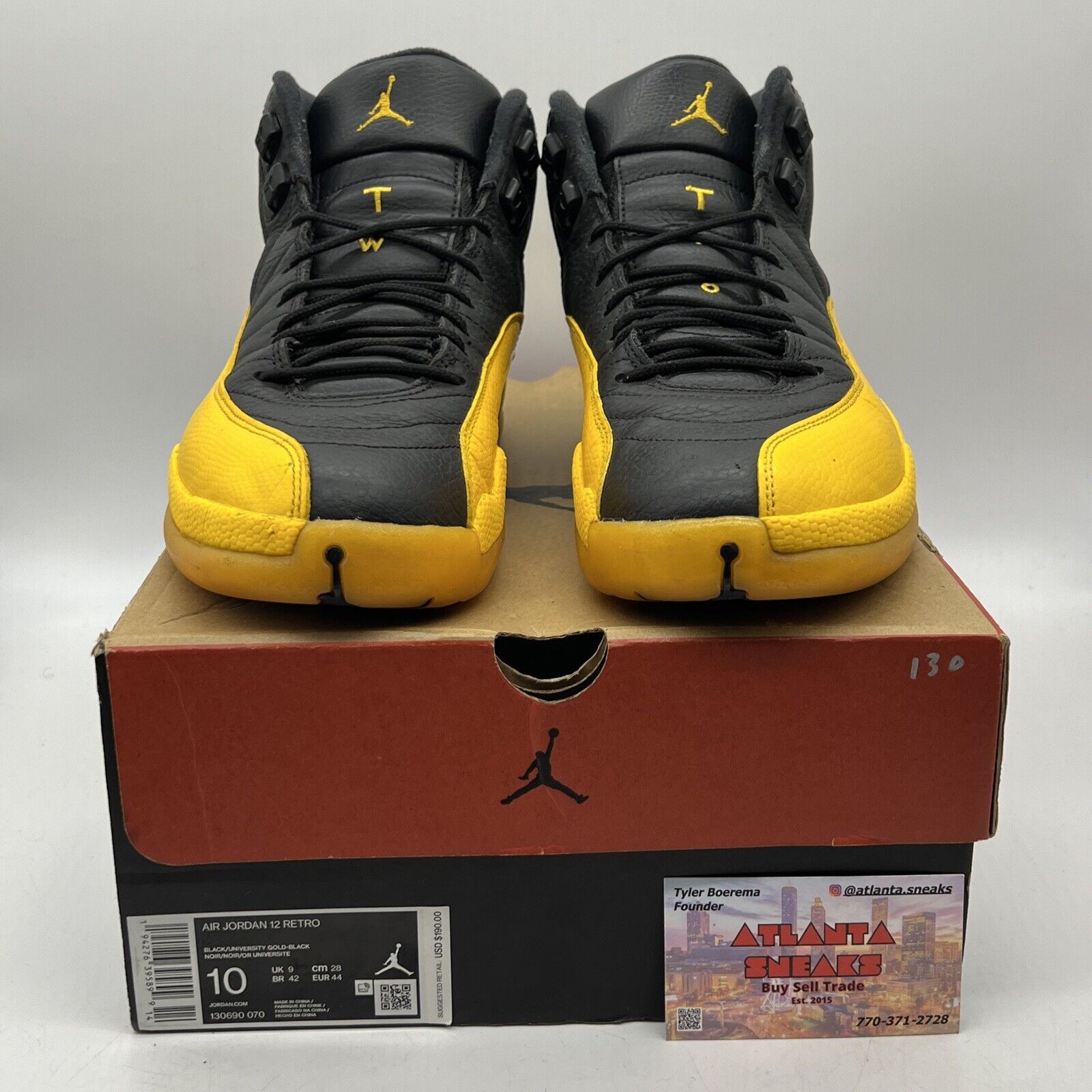 Size 10 - Jordan 12 Retro University Gold 2020 Black Yellow (130690-070)